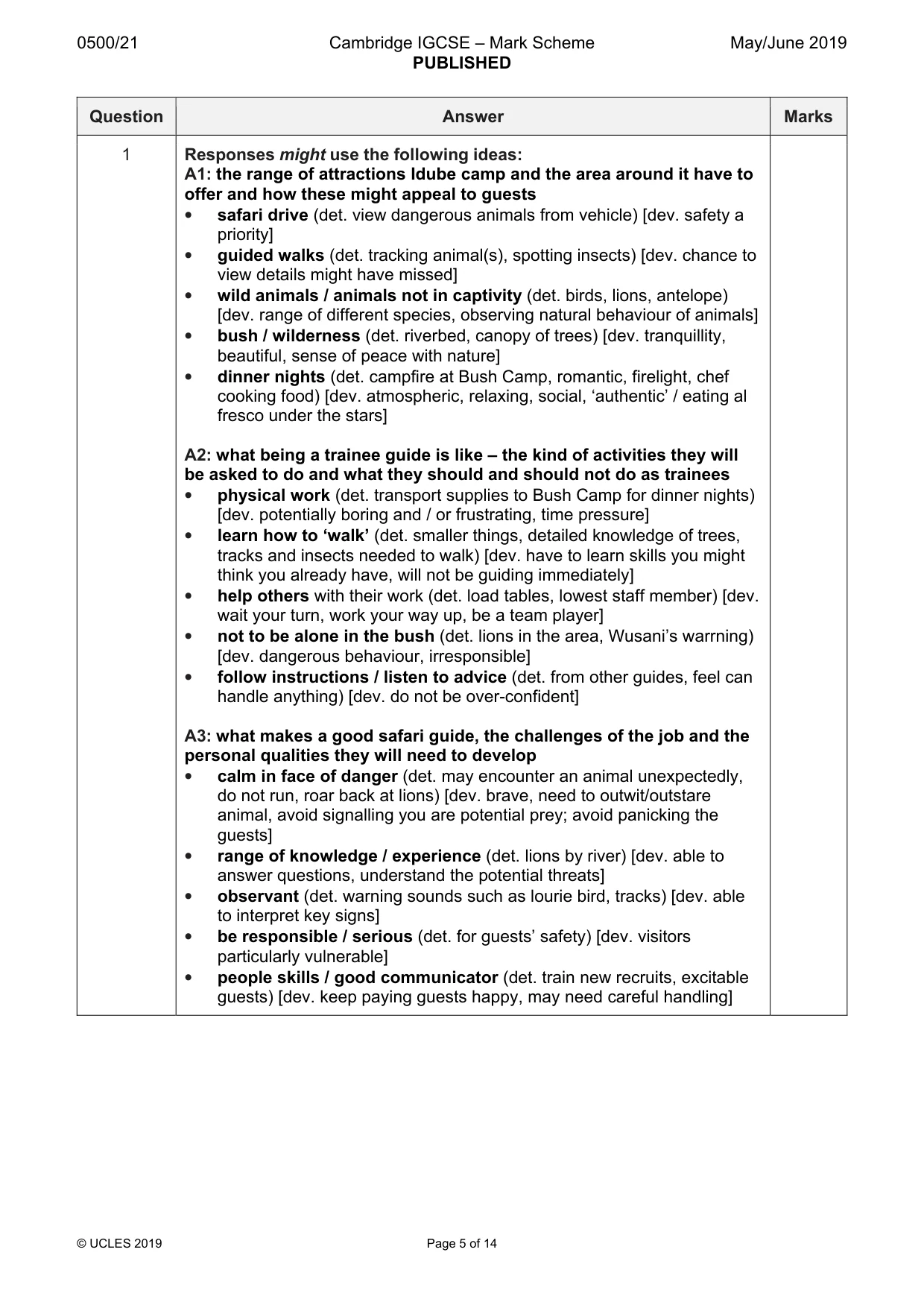 Mark scheme, page 5 of 14