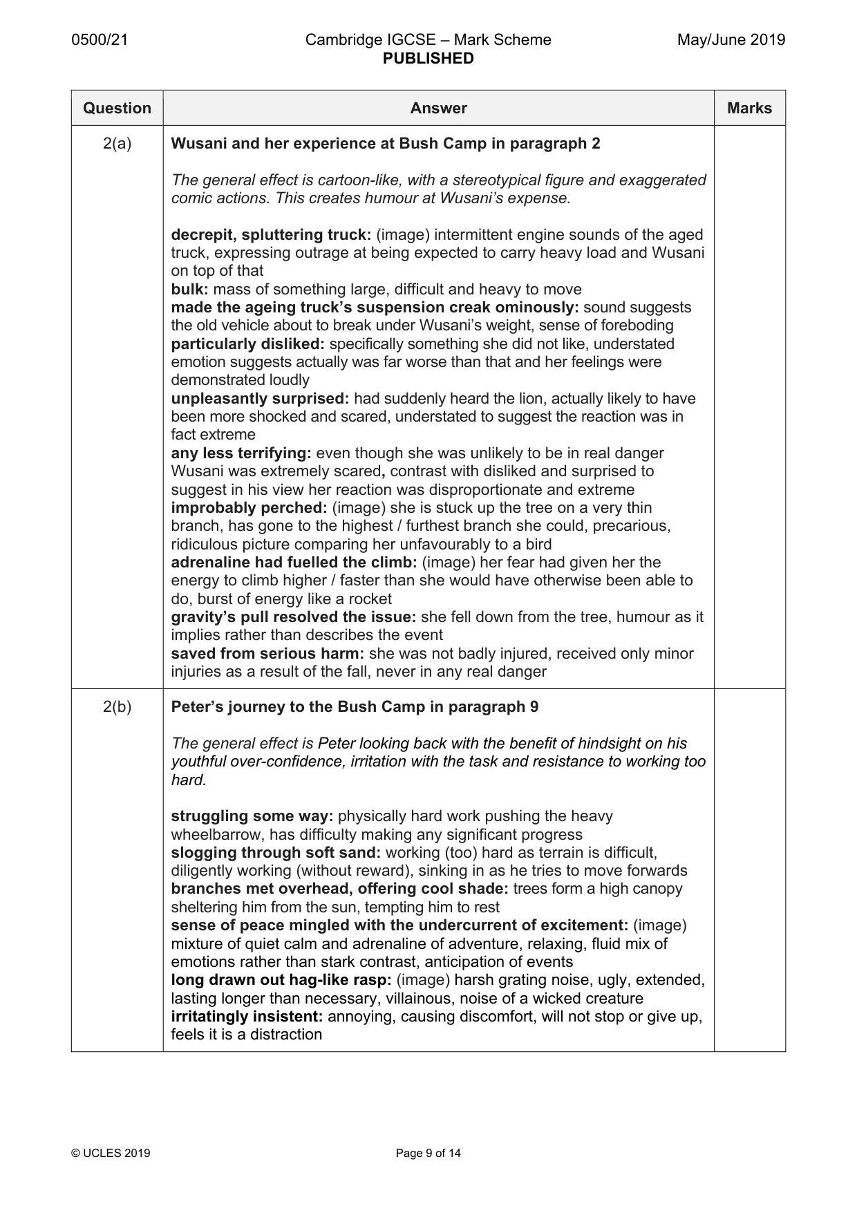 Mark scheme, page 9 of 14