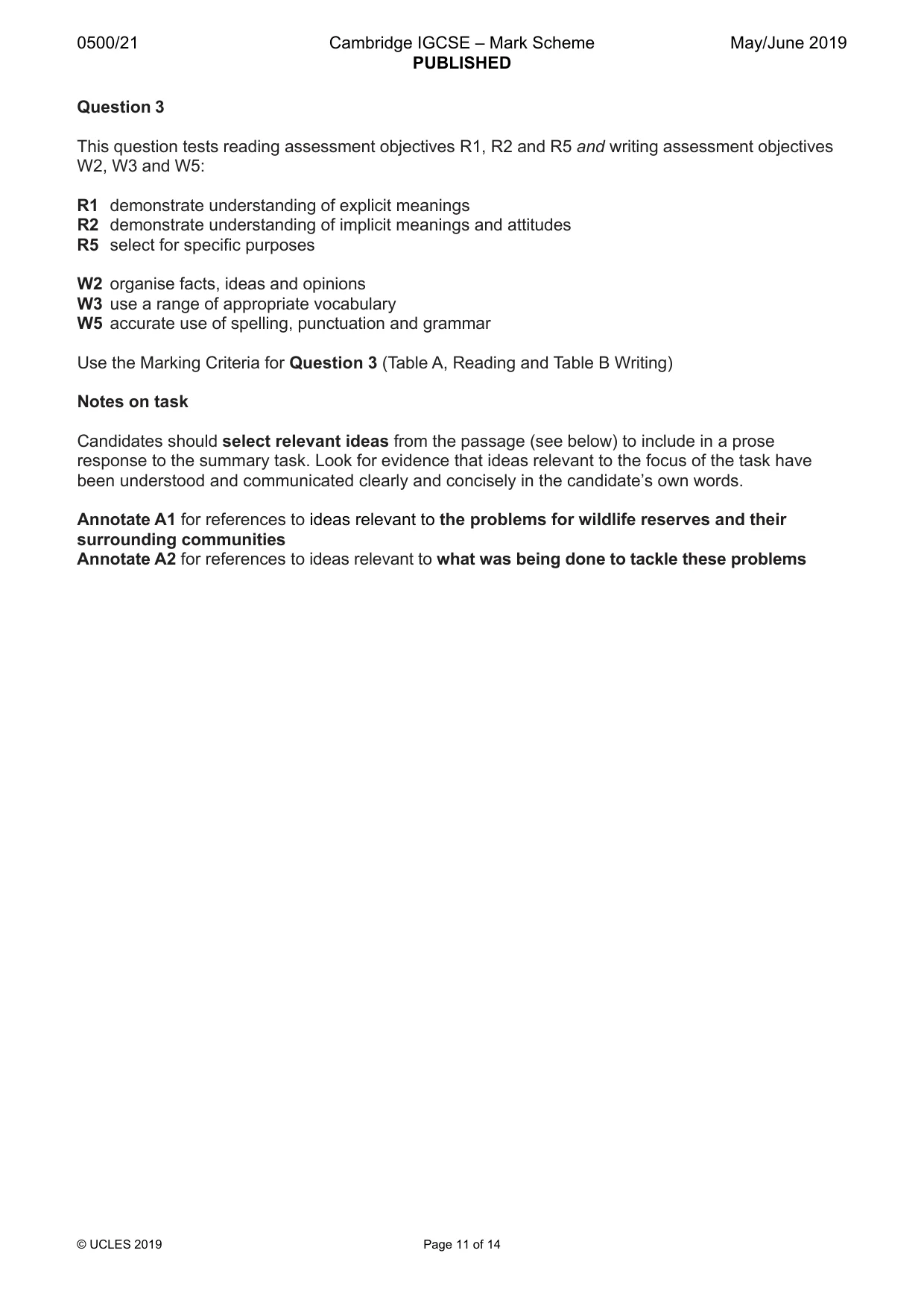 Mark scheme, page 11 of 14