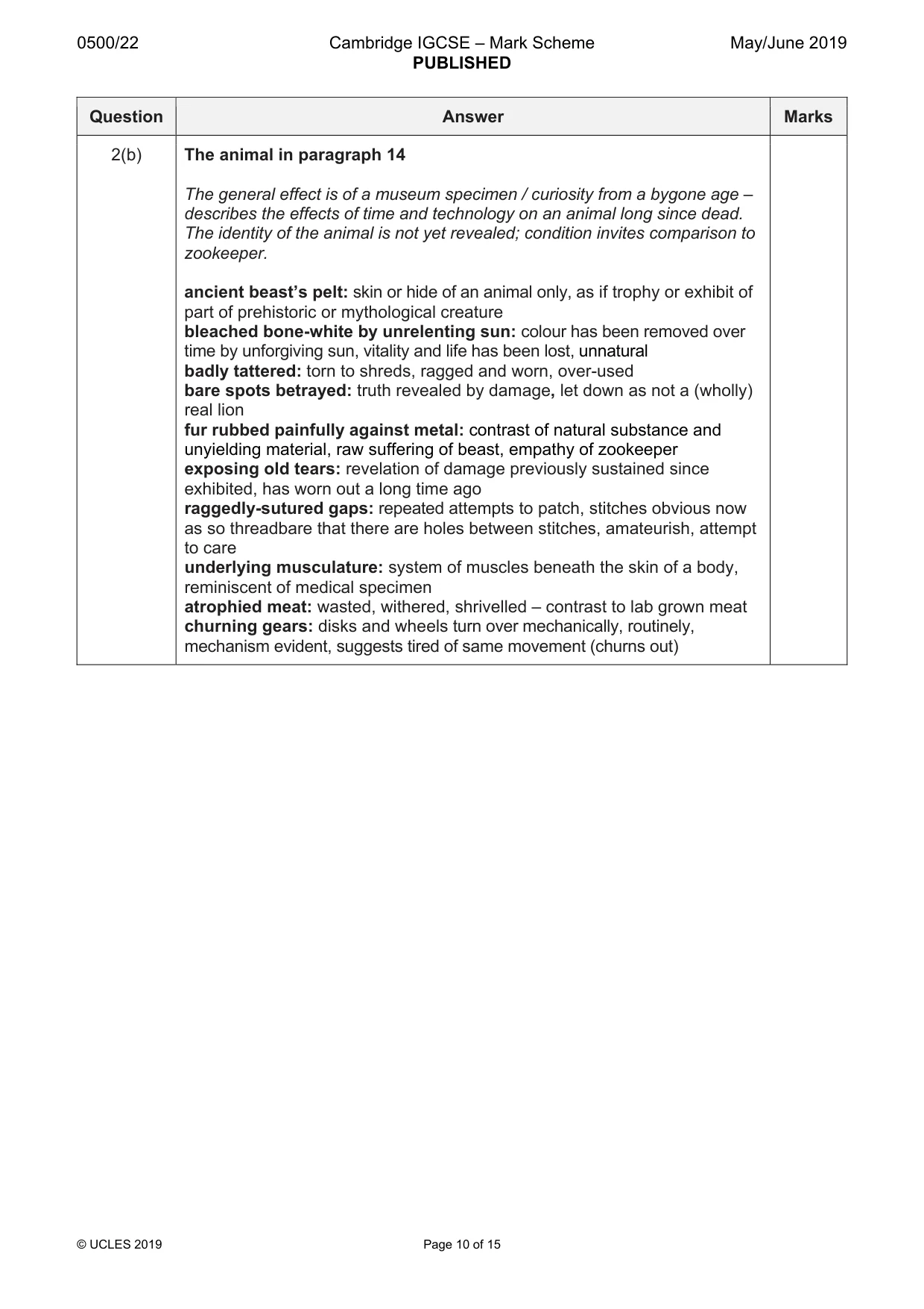 Mark scheme, page 10 of 15