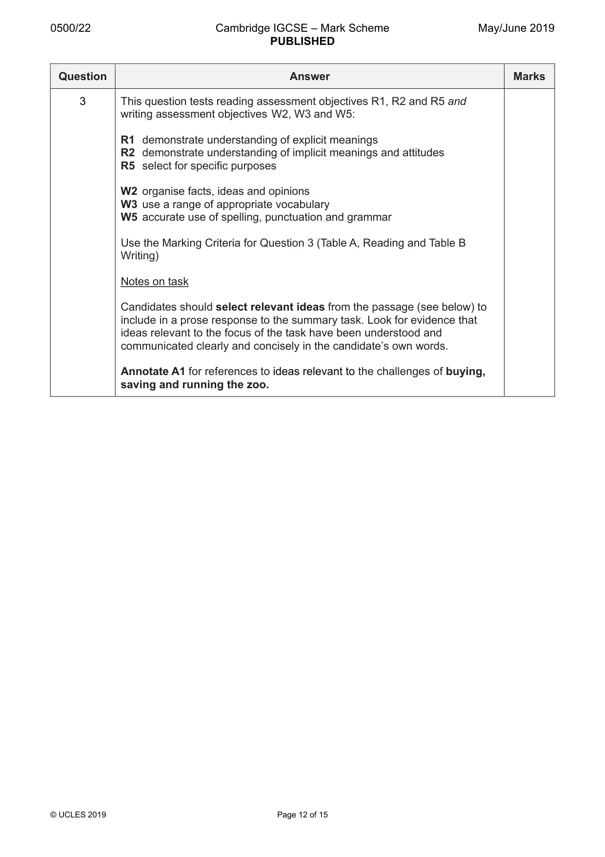 Mark scheme, page 12 of 15