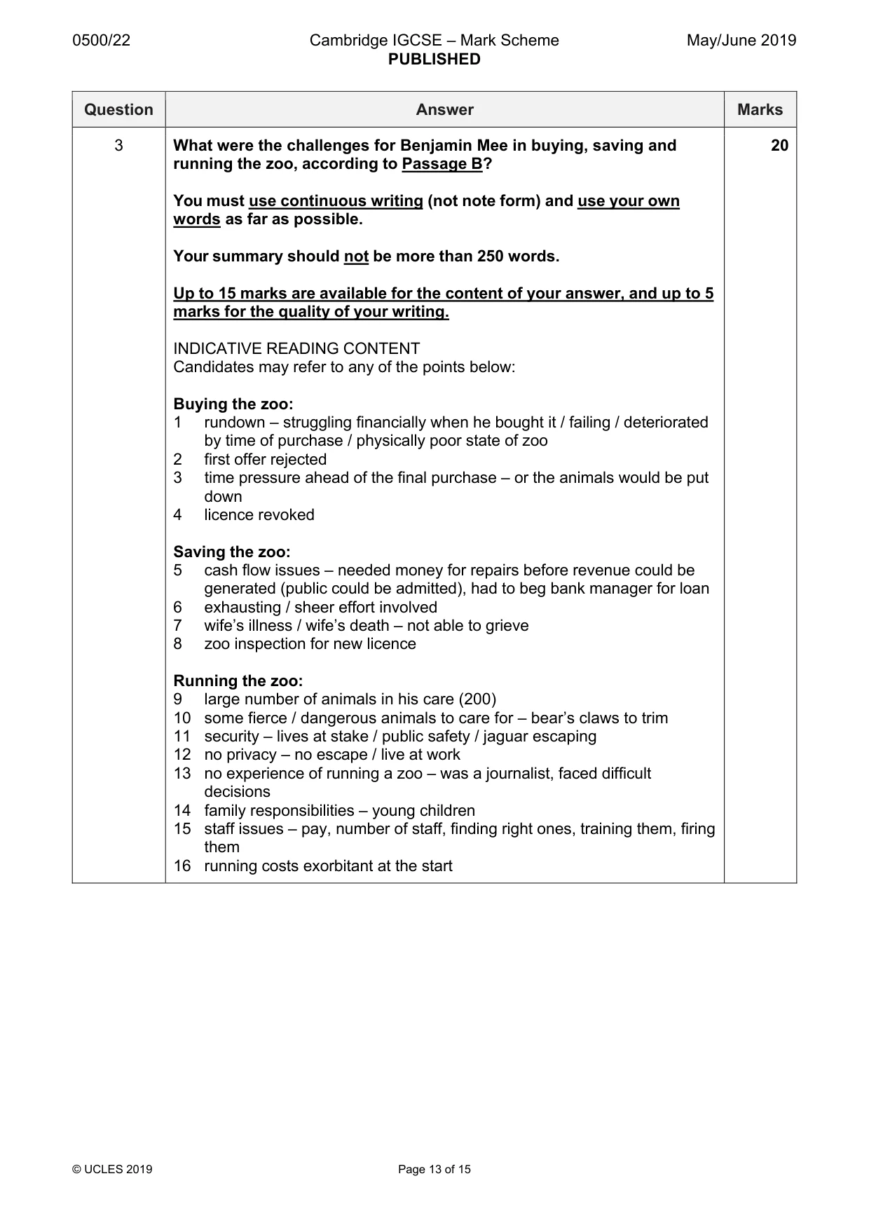 Mark scheme, page 13 of 15