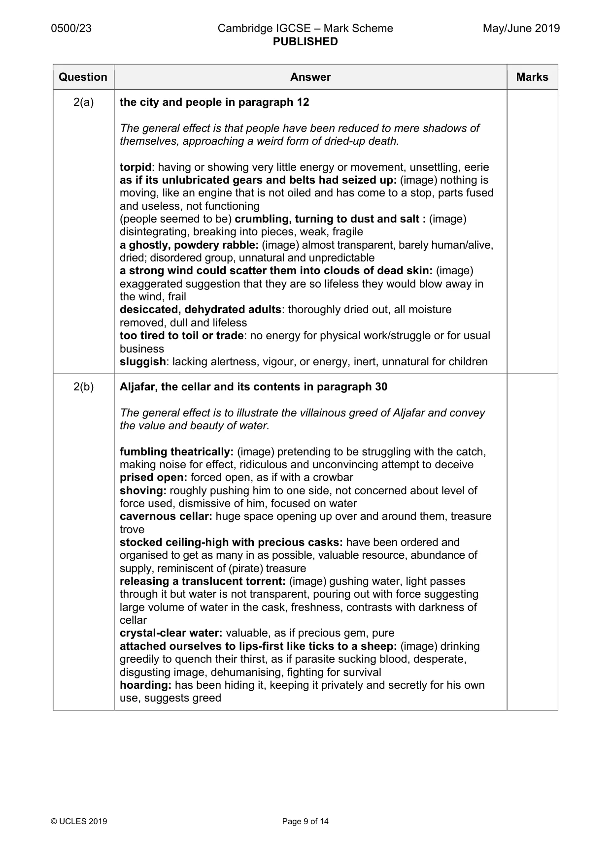 Mark scheme, page 9 of 14