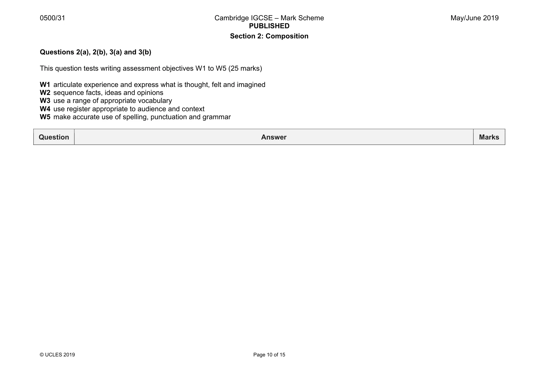 Mark scheme, page 10 of 15