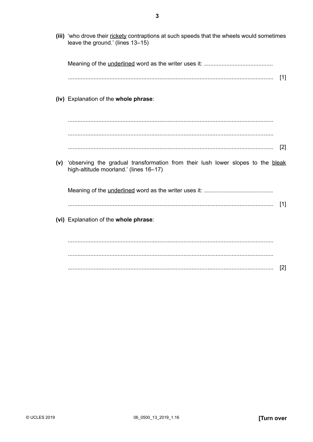 Cambridge IGCSE English - First Language 0500 2019 May/June Paper 1 · Variant 3 question paper, page 3 of 12