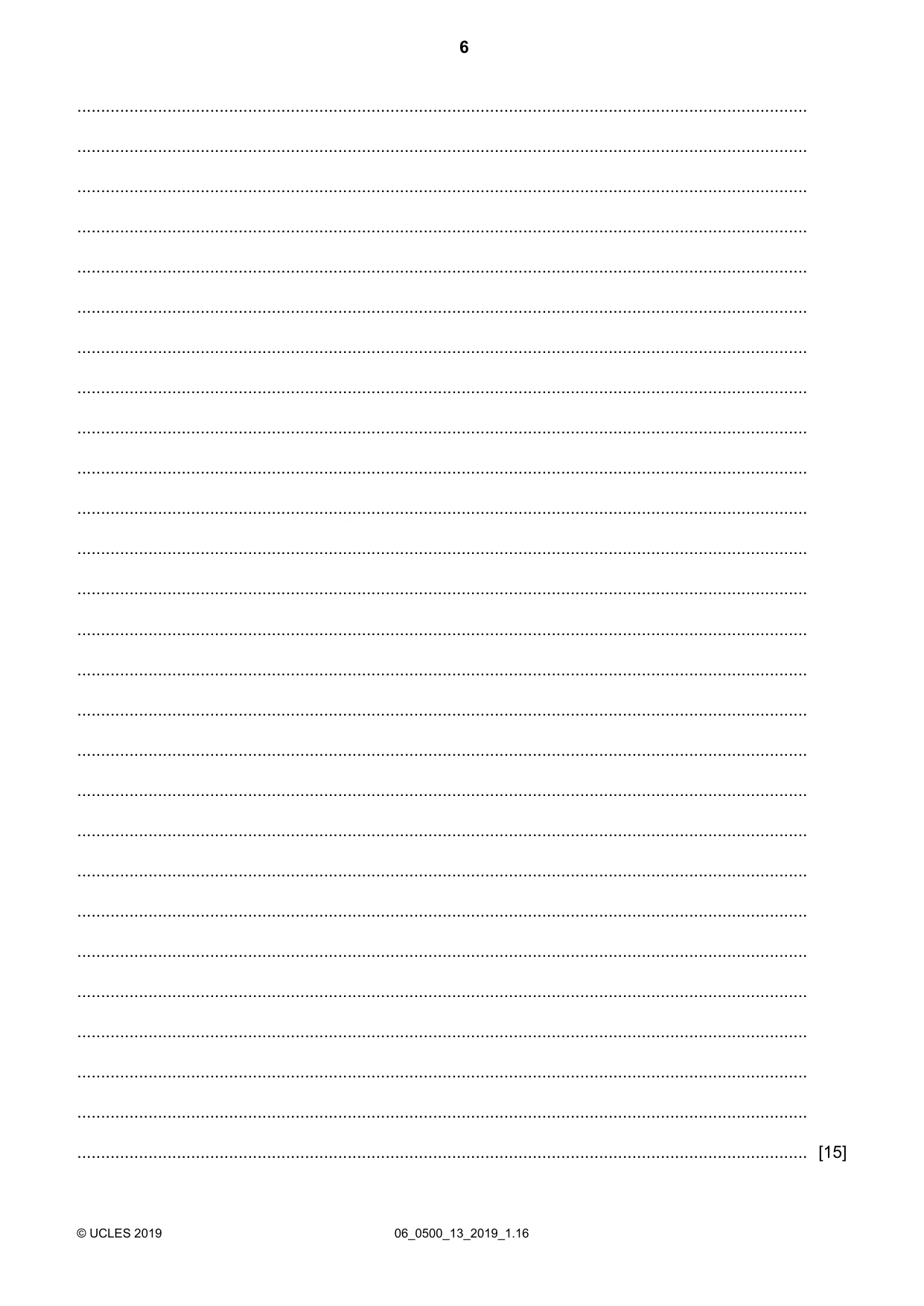 Cambridge IGCSE English - First Language 0500 2019 May/June Paper 1 · Variant 3 question paper, page 6 of 12