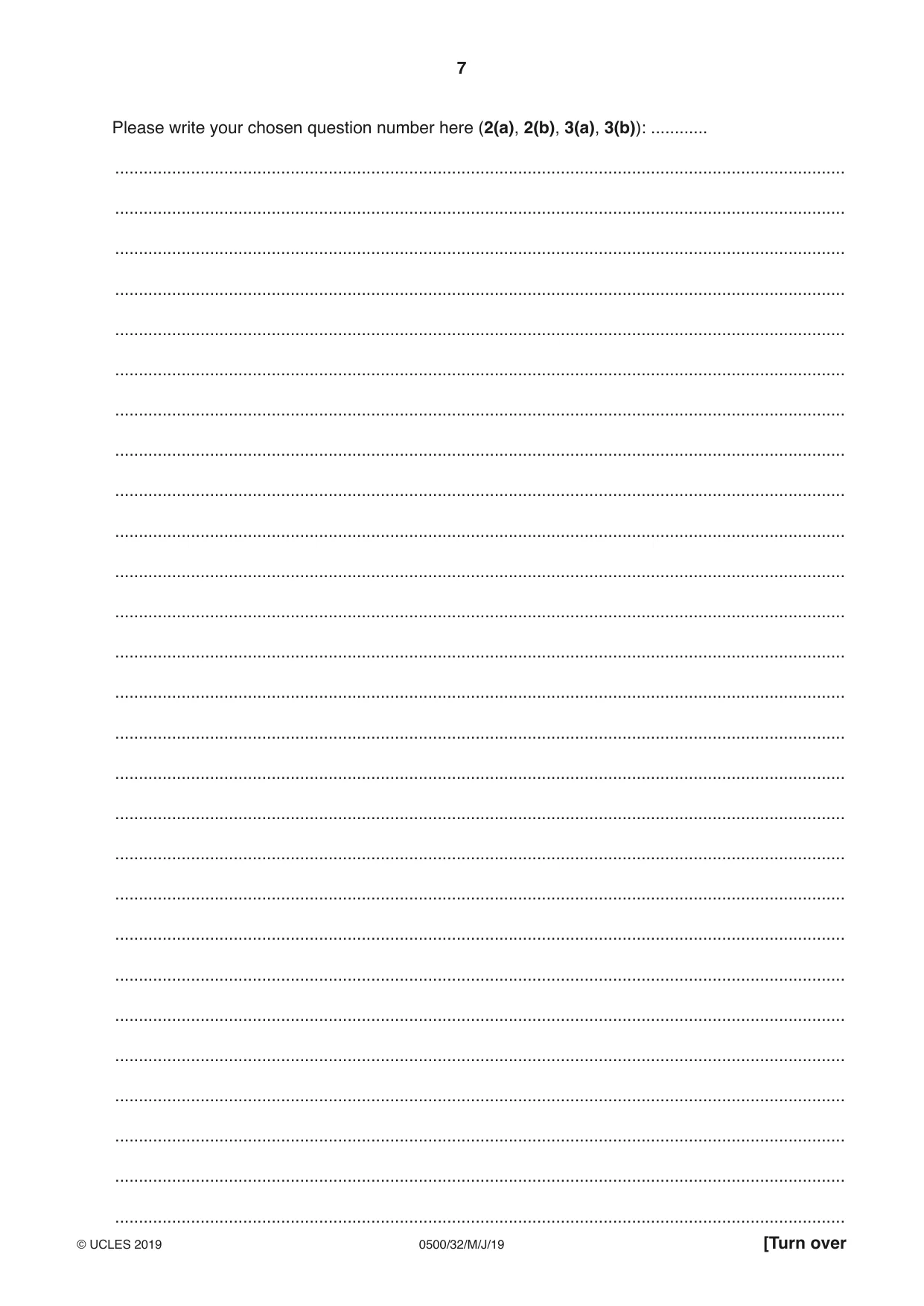 Cambridge IGCSE English - First Language 0500 2019 May/June Paper 3 · Variant 2 question paper, page 7 of 12