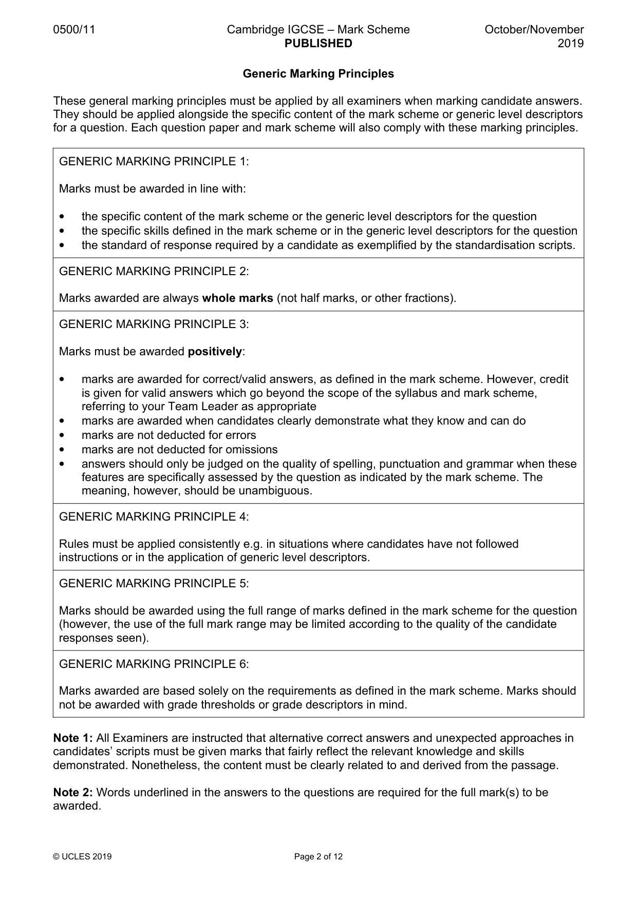 Mark scheme, page 2 of 12