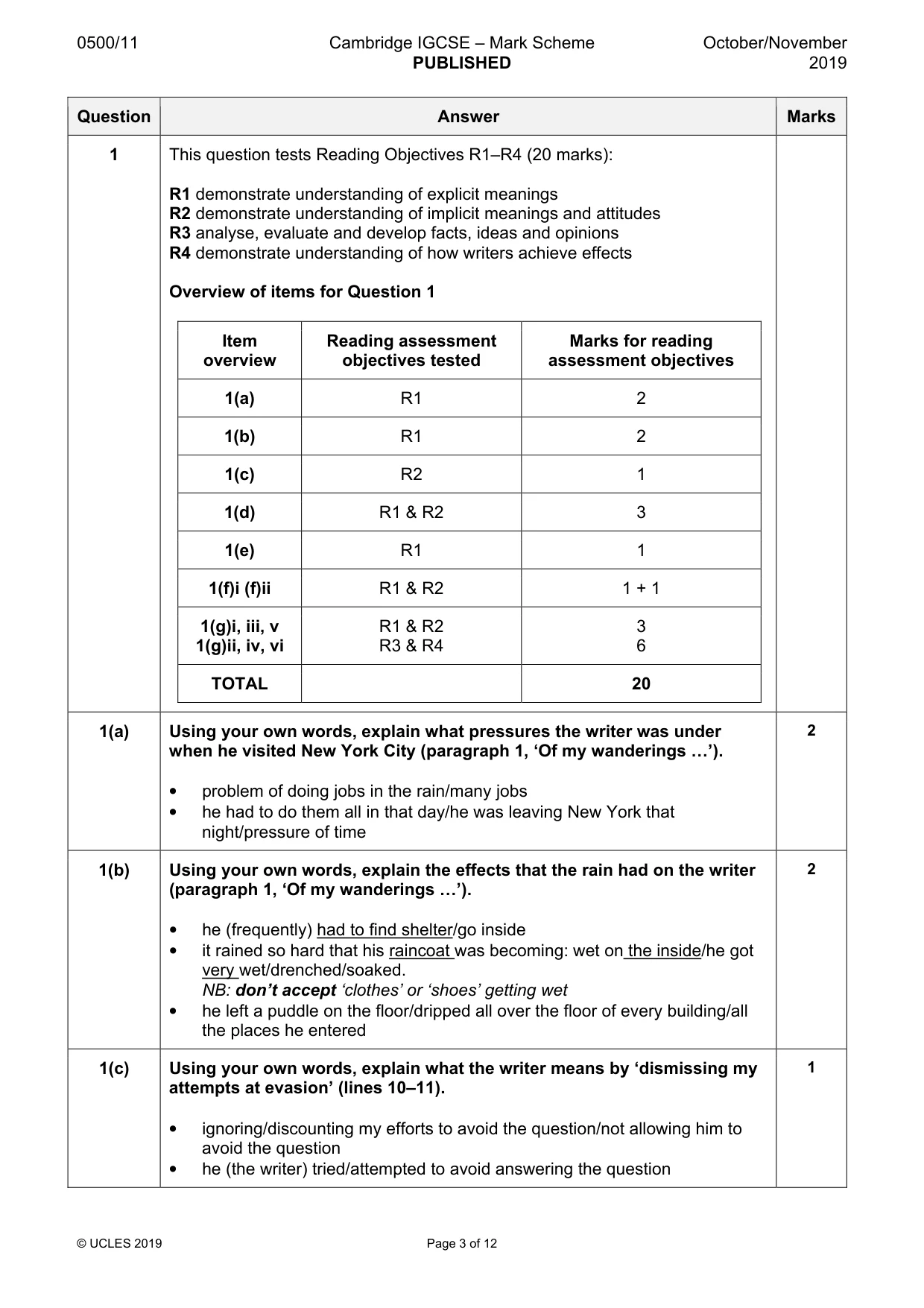 Mark scheme, page 3 of 12