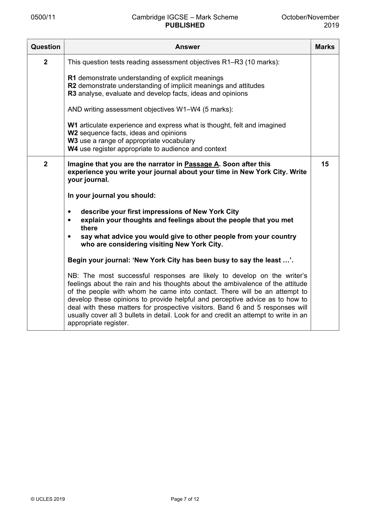 Mark scheme, page 7 of 12