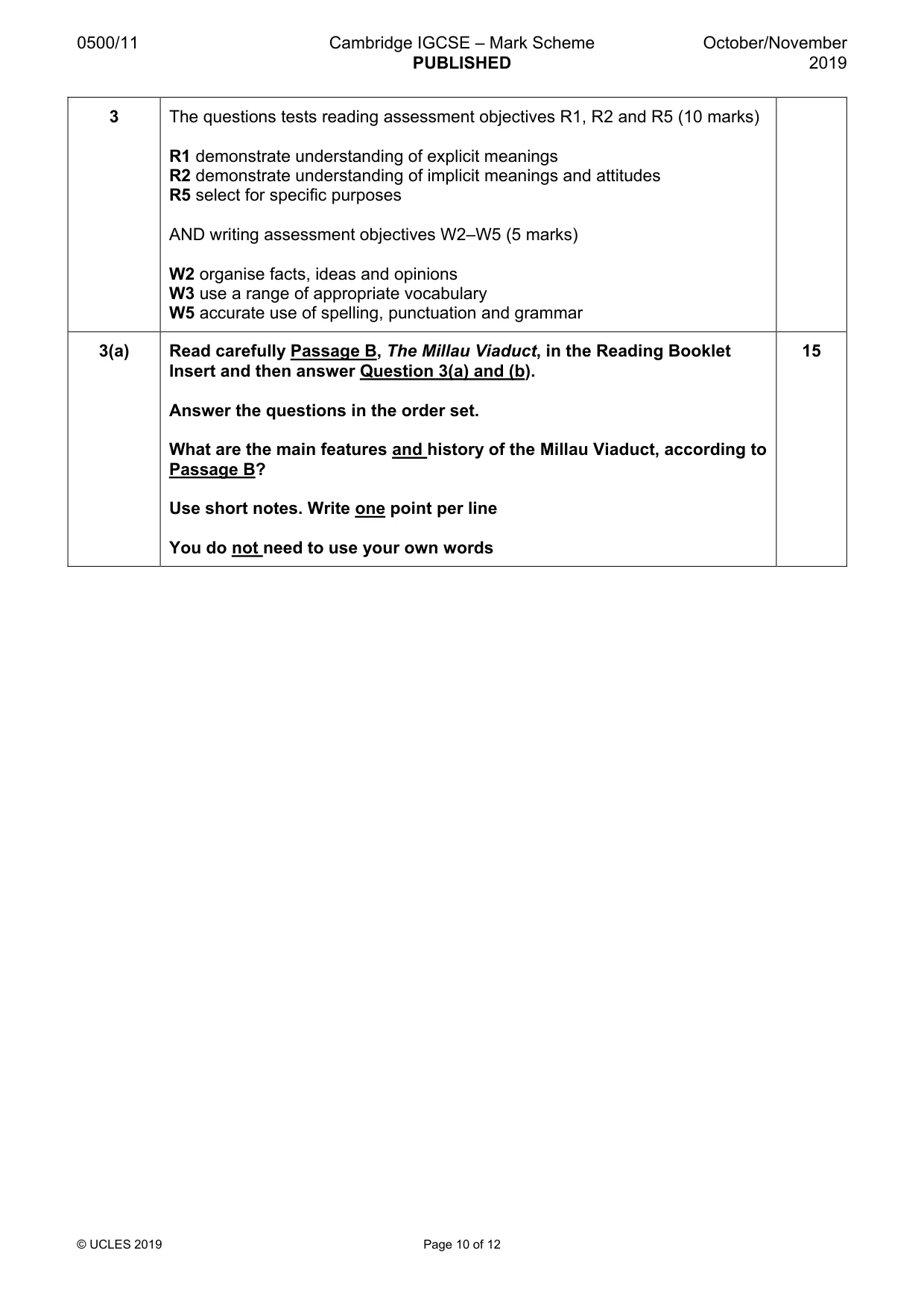 Mark scheme, page 10 of 12