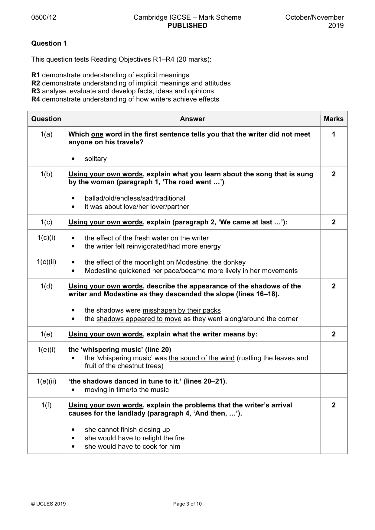 Mark scheme, page 3 of 10