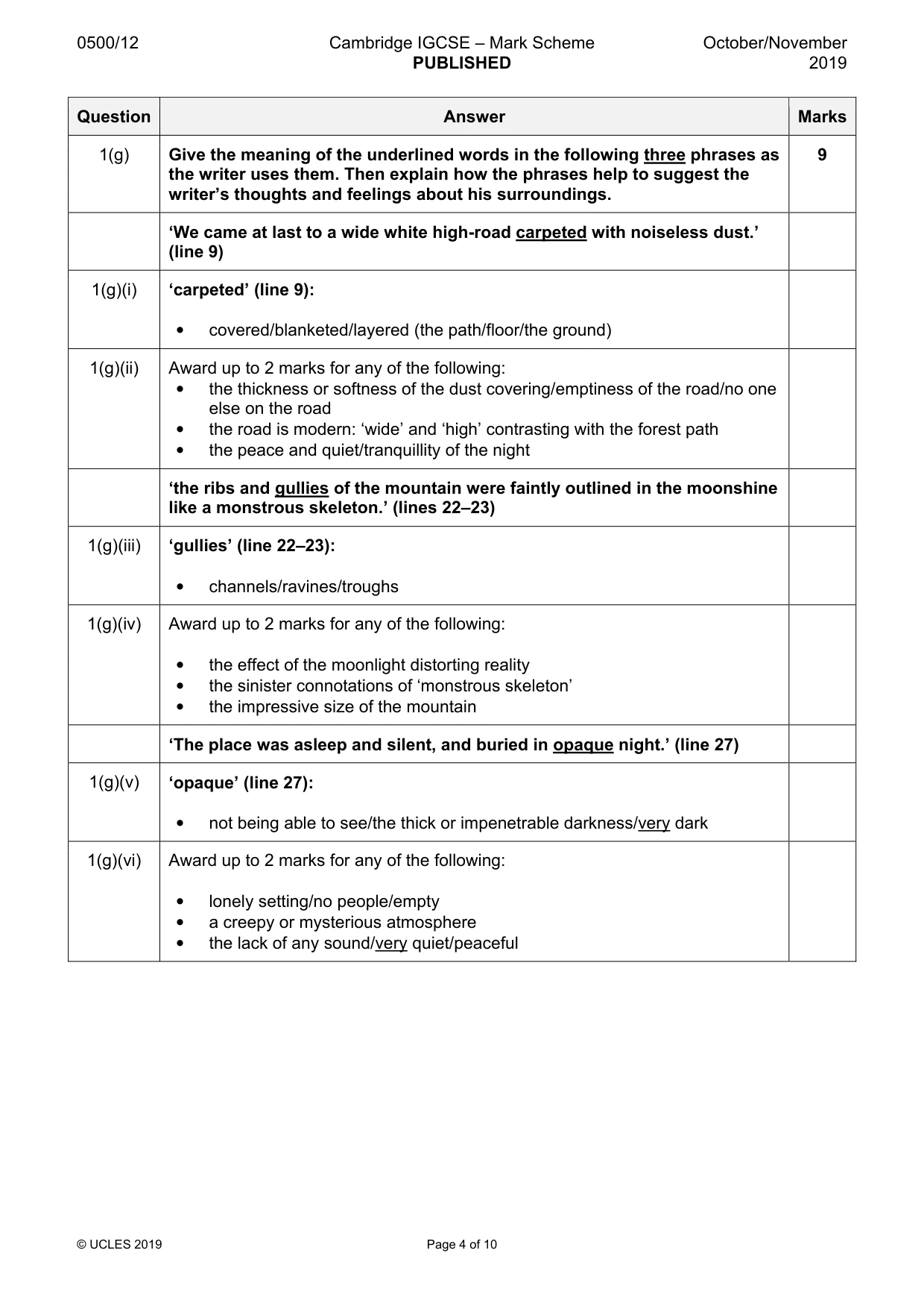 Mark scheme, page 4 of 10