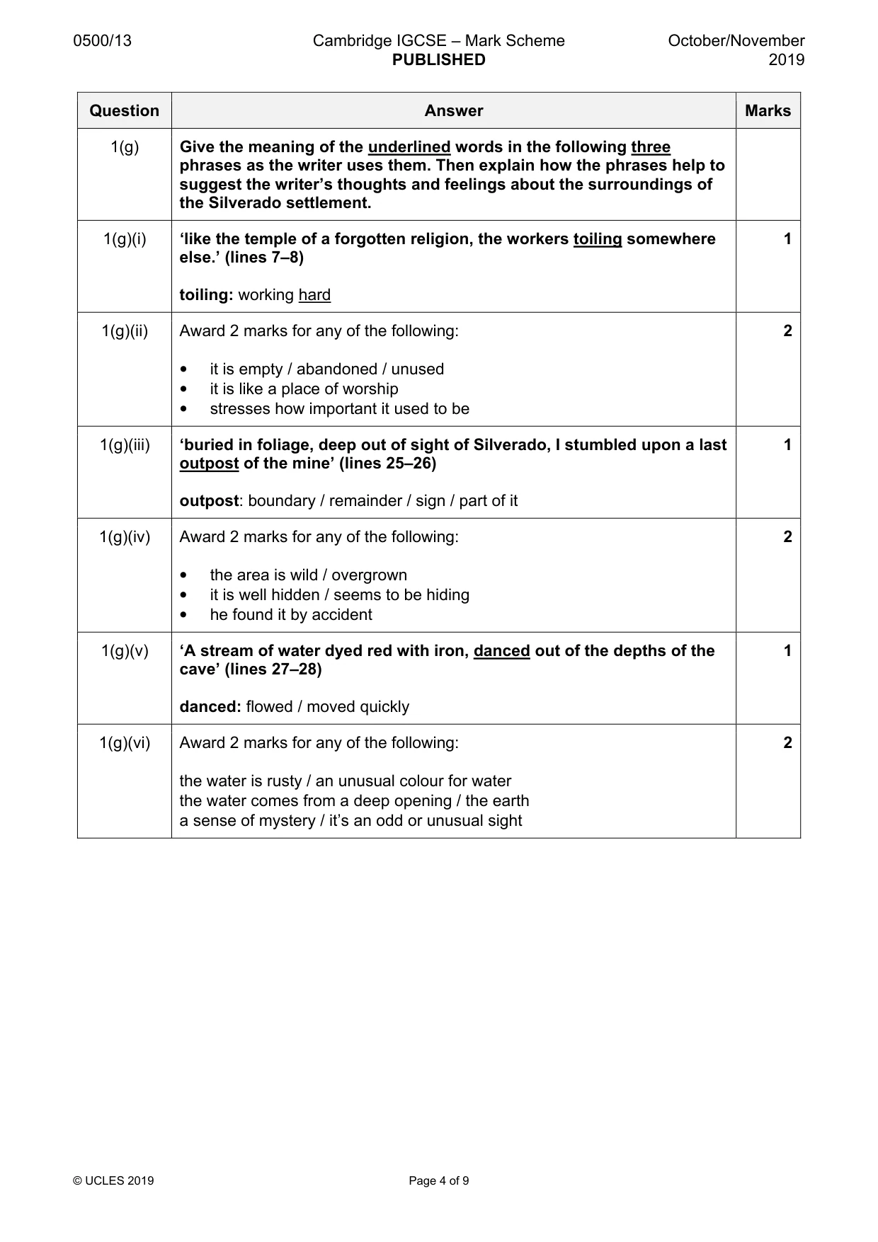 Mark scheme, page 4 of 9