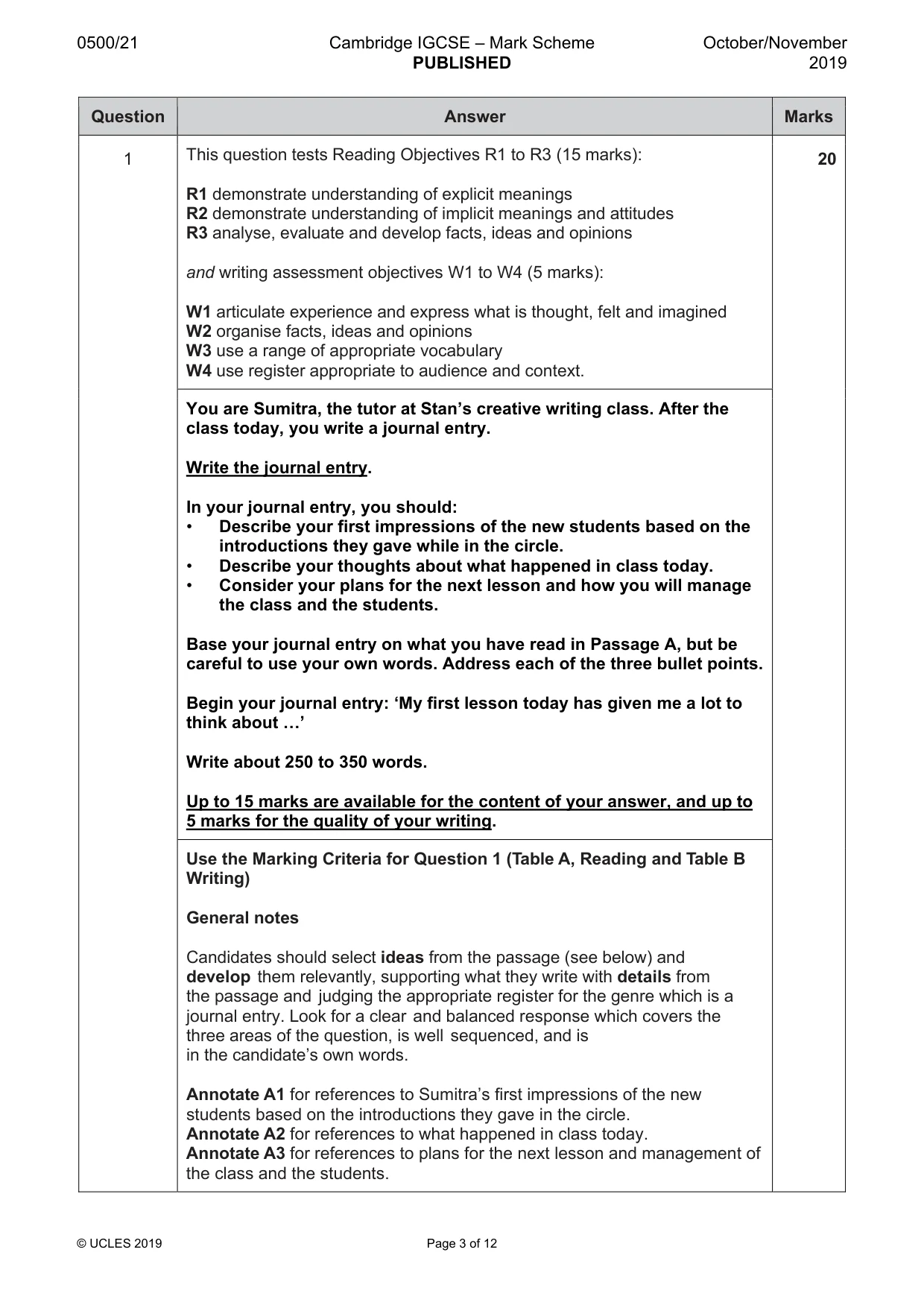 Mark scheme, page 3 of 12
