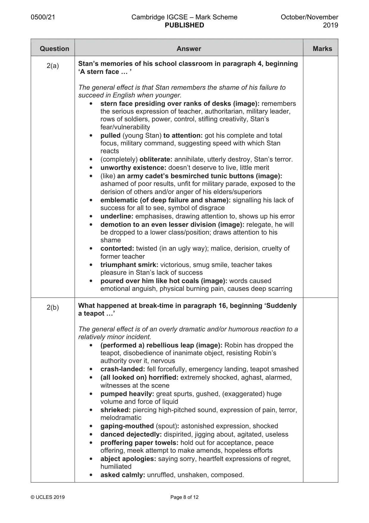 Mark scheme, page 8 of 12