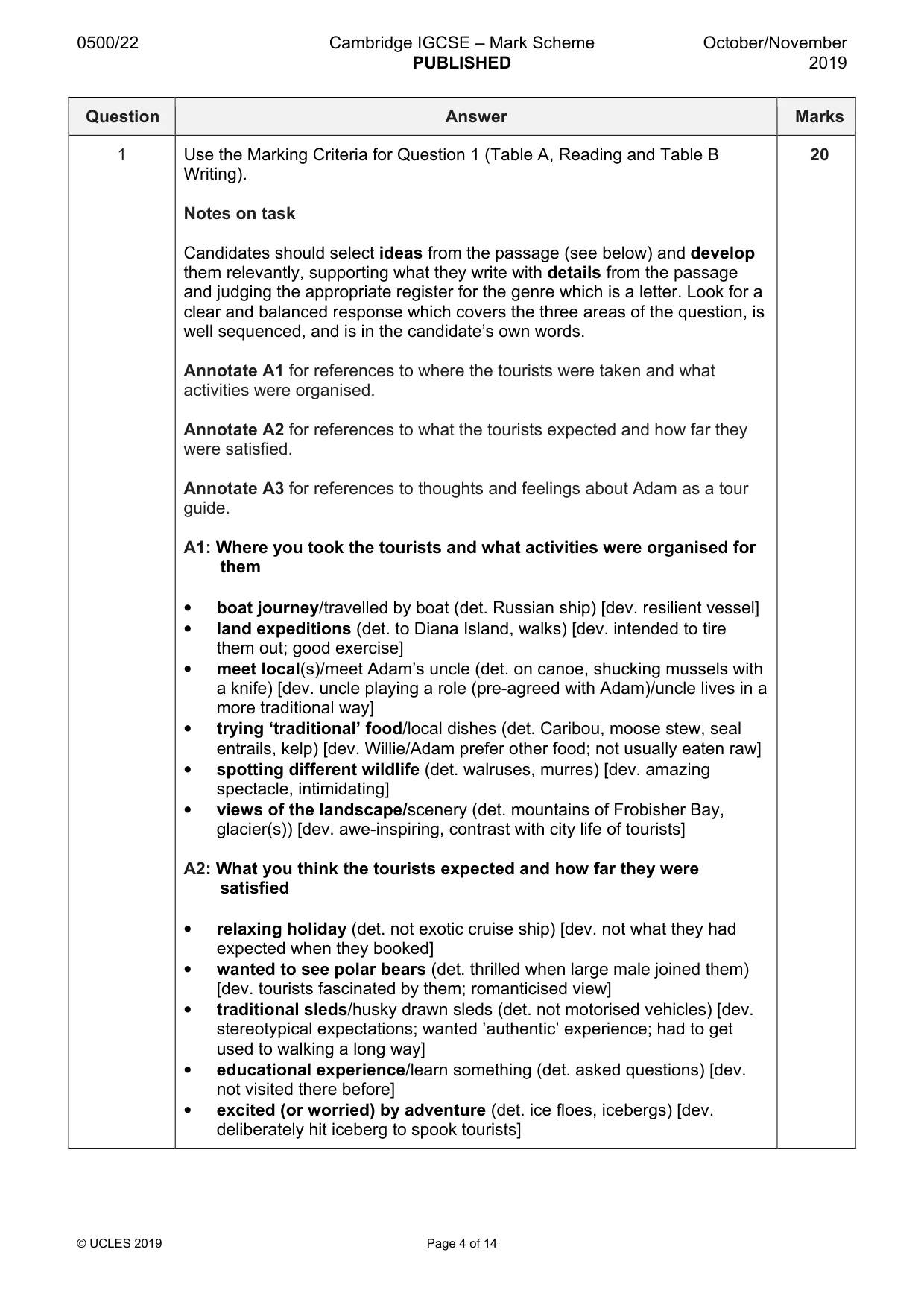Mark scheme, page 4 of 14