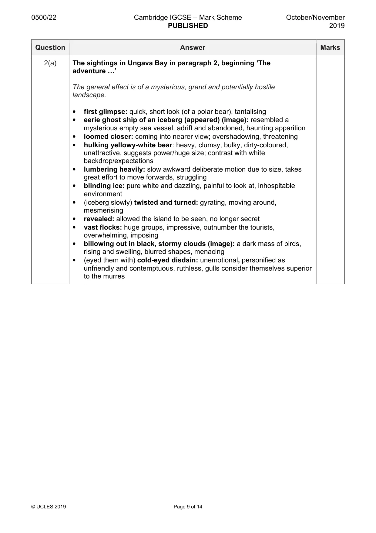 Mark scheme, page 9 of 14
