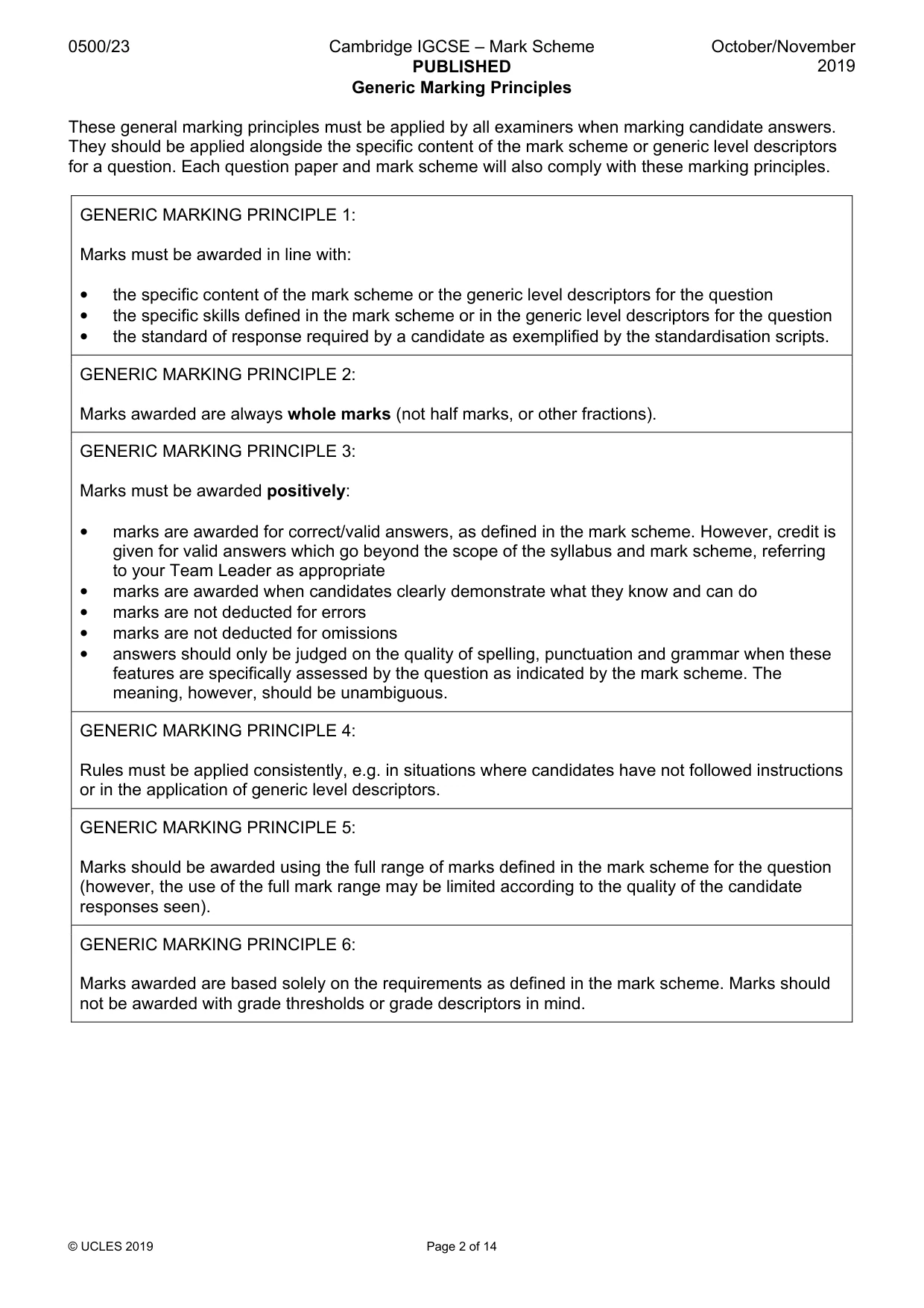 Mark scheme, page 2 of 14