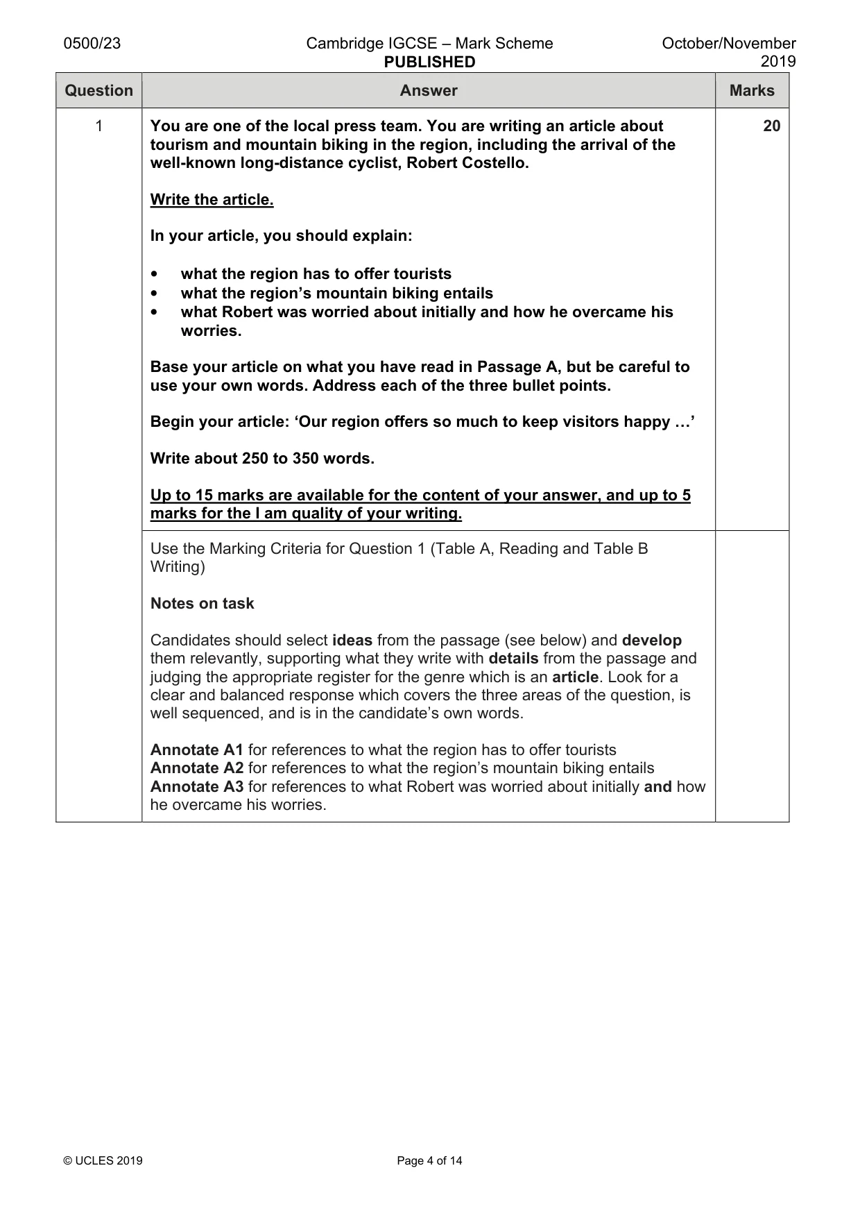 Mark scheme, page 4 of 14
