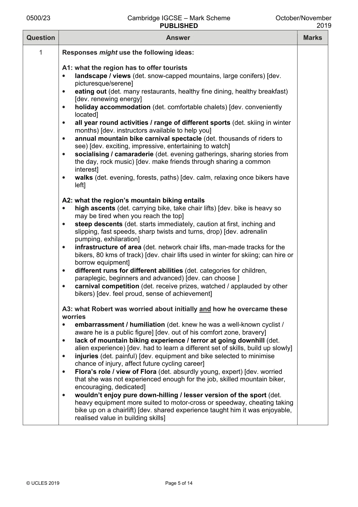 Mark scheme, page 5 of 14