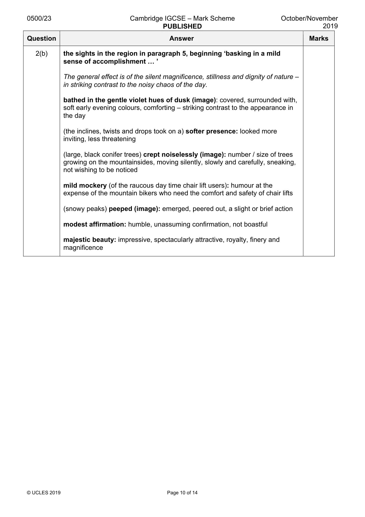 Mark scheme, page 10 of 14