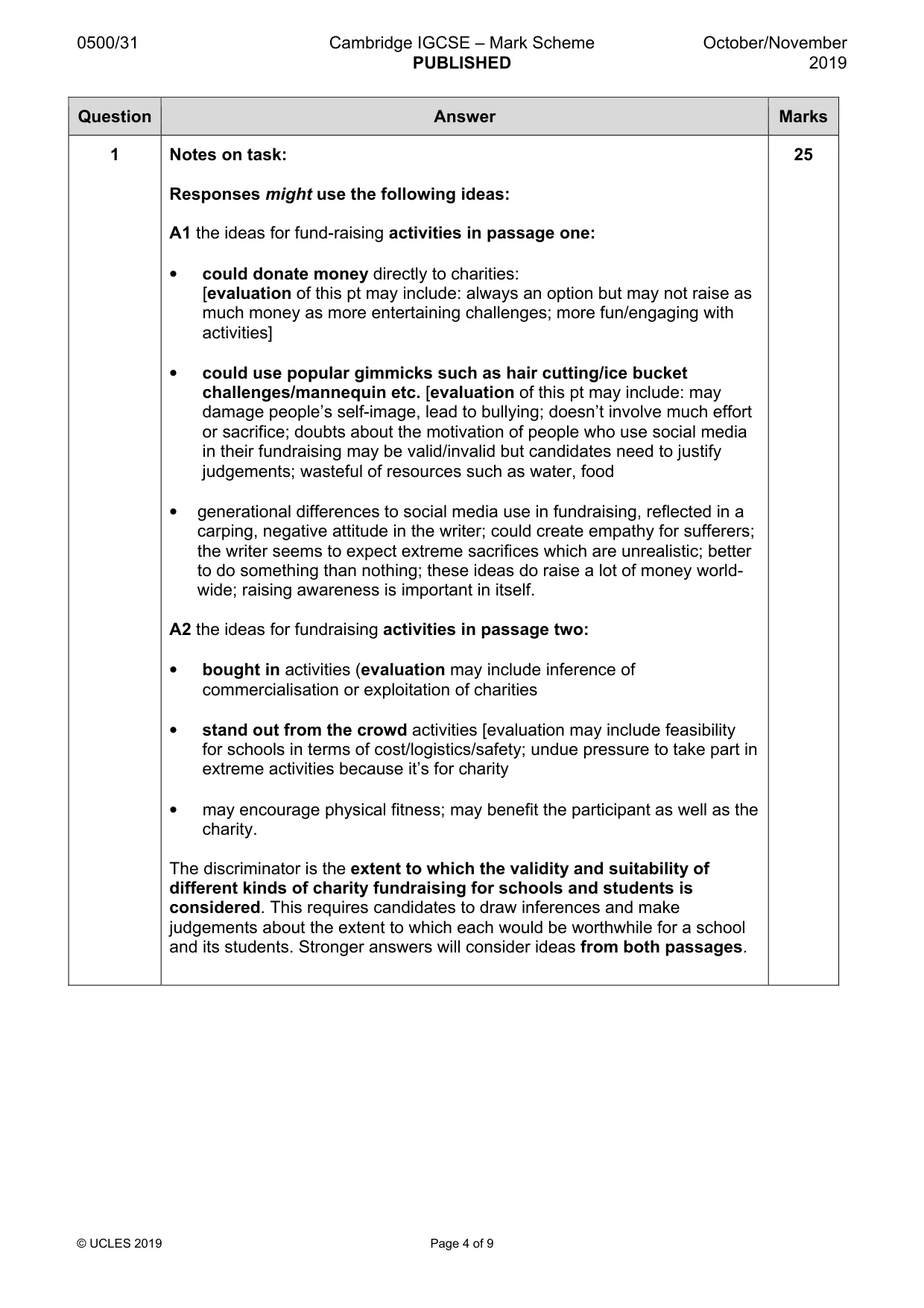 Mark scheme, page 4 of 9