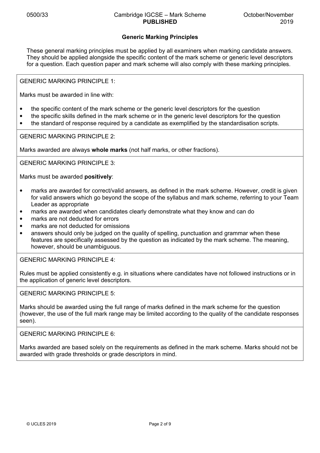 Mark scheme, page 2 of 9