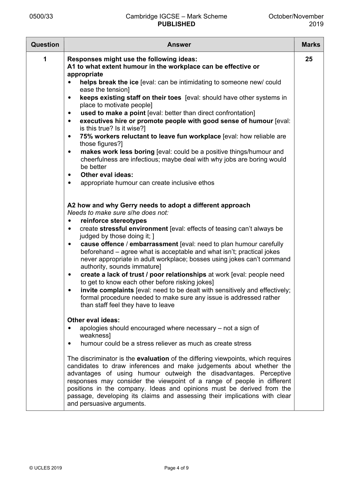 Mark scheme, page 4 of 9
