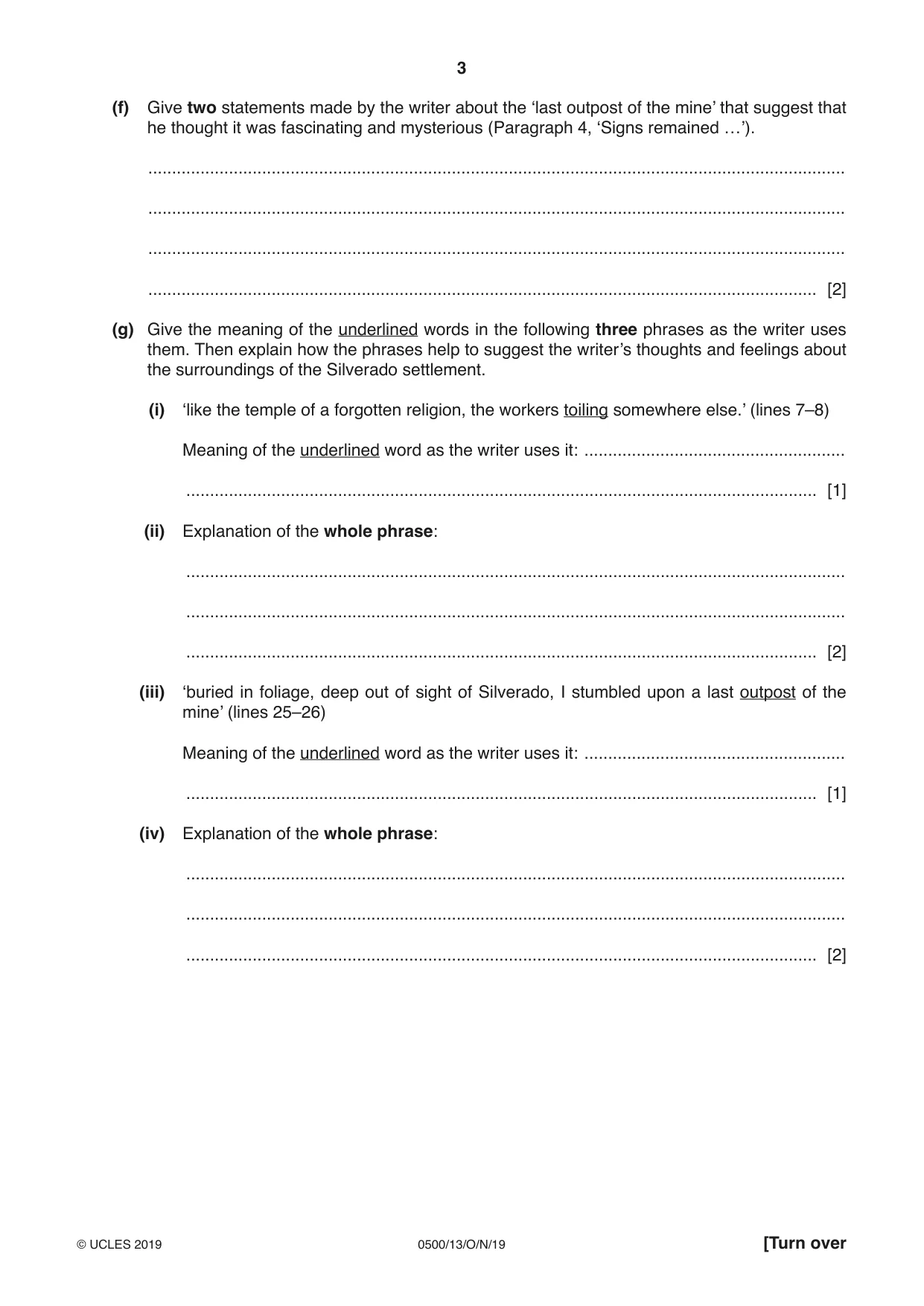 Cambridge IGCSE English - First Language 0500 2019 Oct/Nov Paper 1 · Variant 3 question paper, page 3 of 12