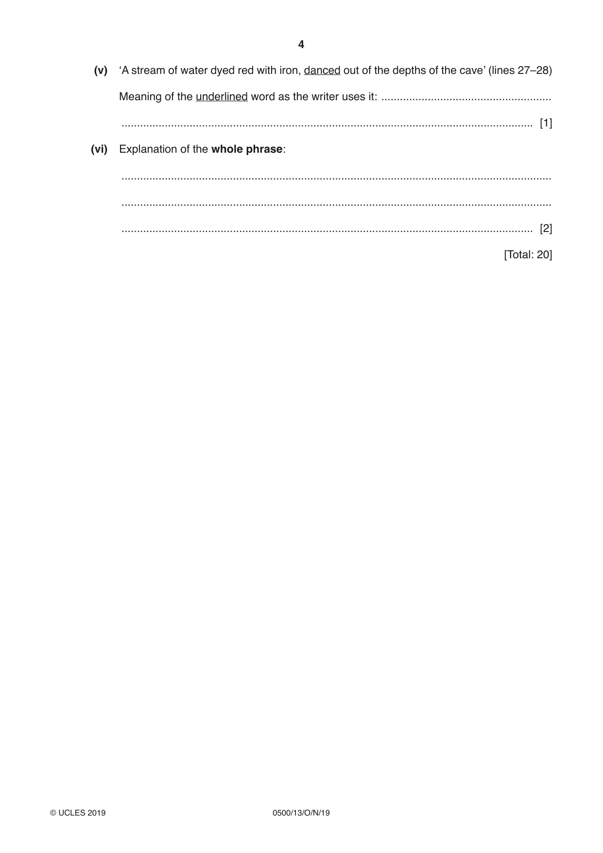 Cambridge IGCSE English - First Language 0500 2019 Oct/Nov Paper 1 · Variant 3 question paper, page 4 of 12