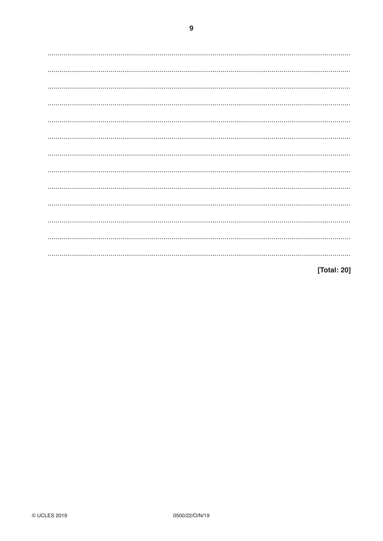 Cambridge IGCSE English - First Language 0500 2019 Oct/Nov Paper 2 · Variant 2 question paper, page 9 of 12