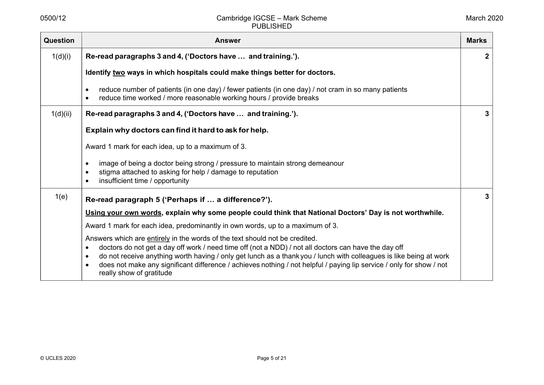 Mark scheme, page 5 of 21