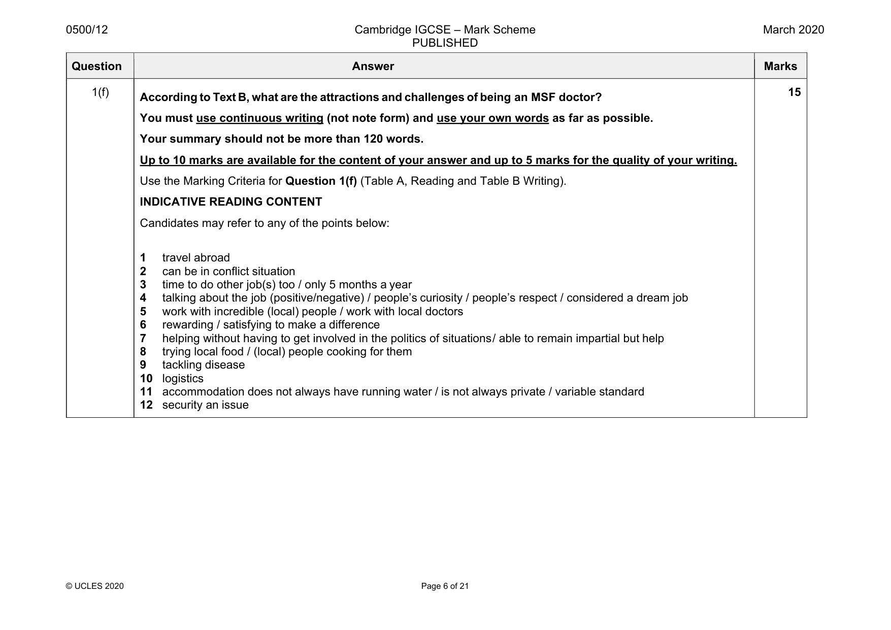 Mark scheme, page 6 of 21