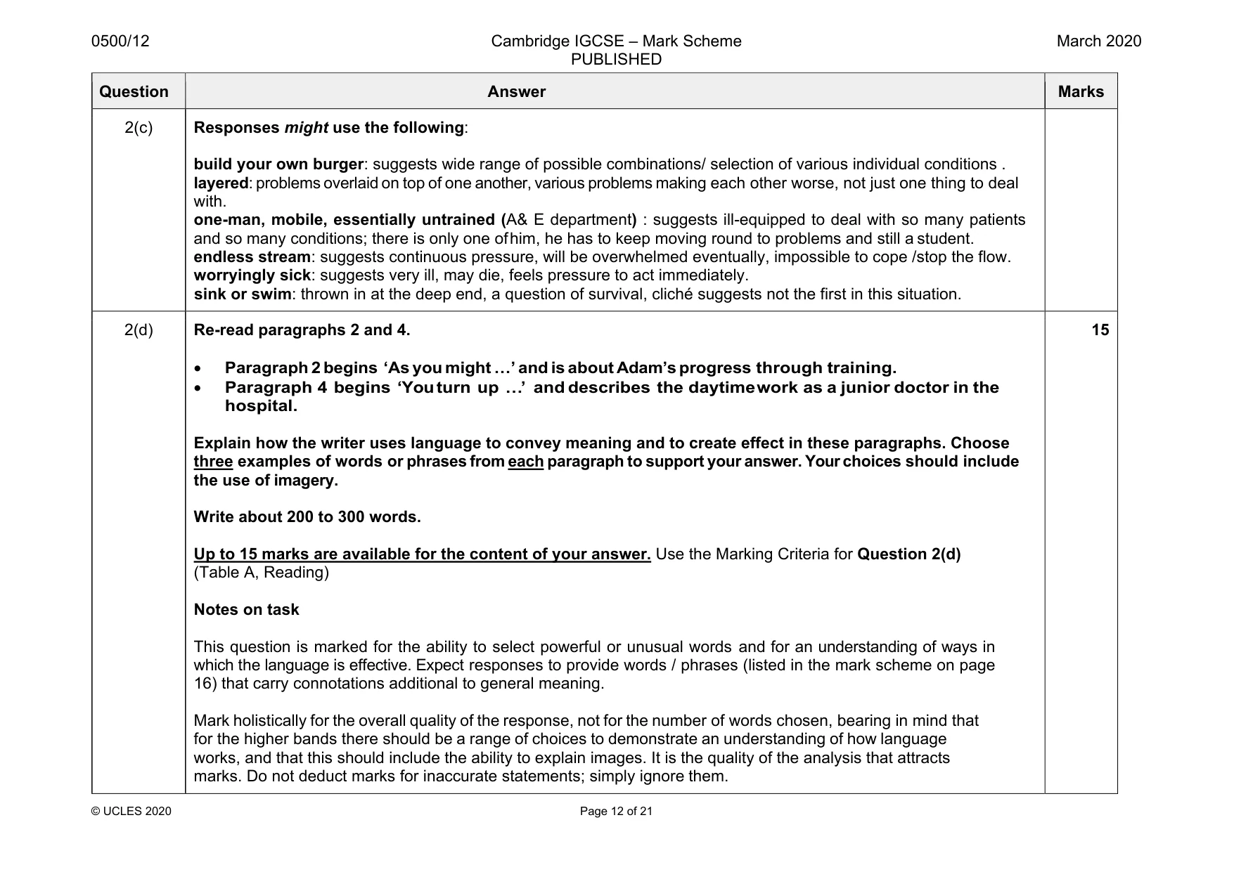 Mark scheme, page 12 of 21