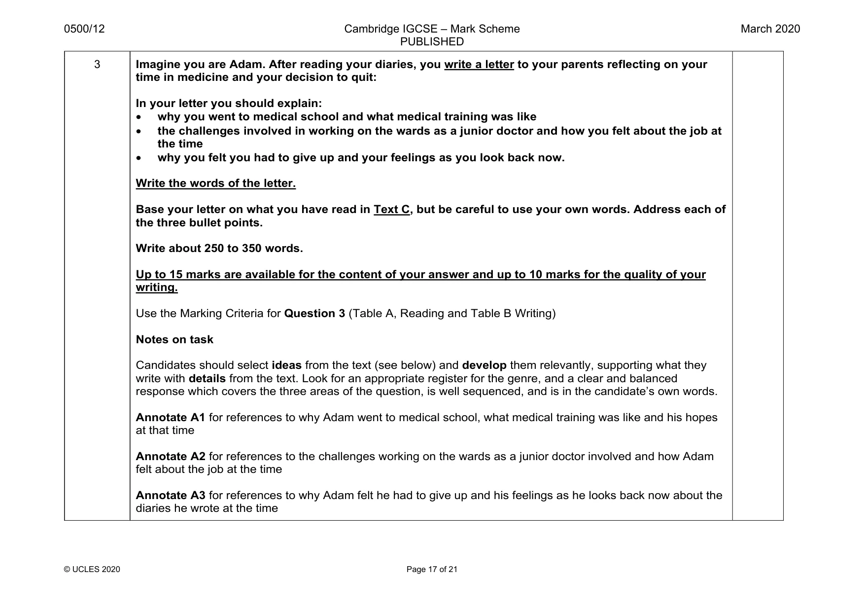Mark scheme, page 17 of 21