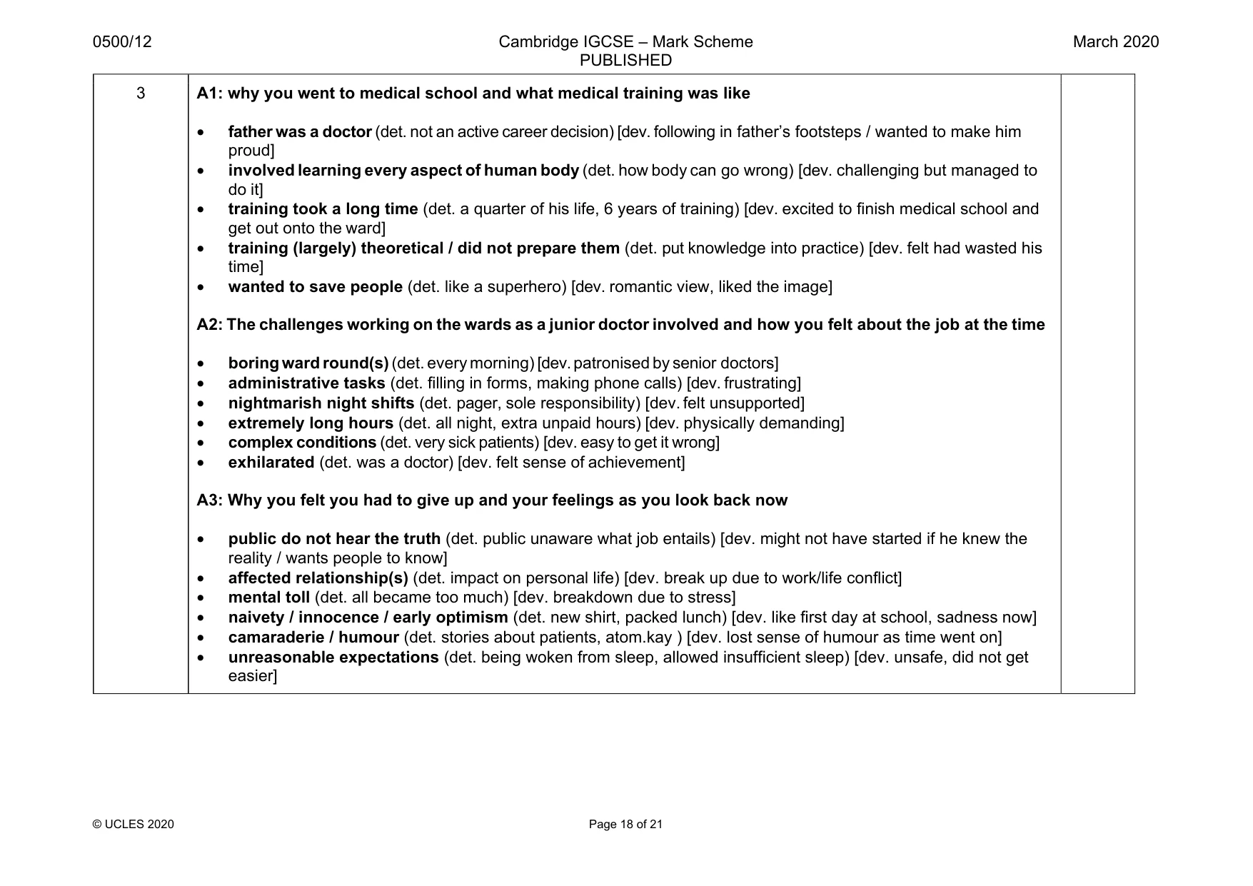 Mark scheme, page 18 of 21