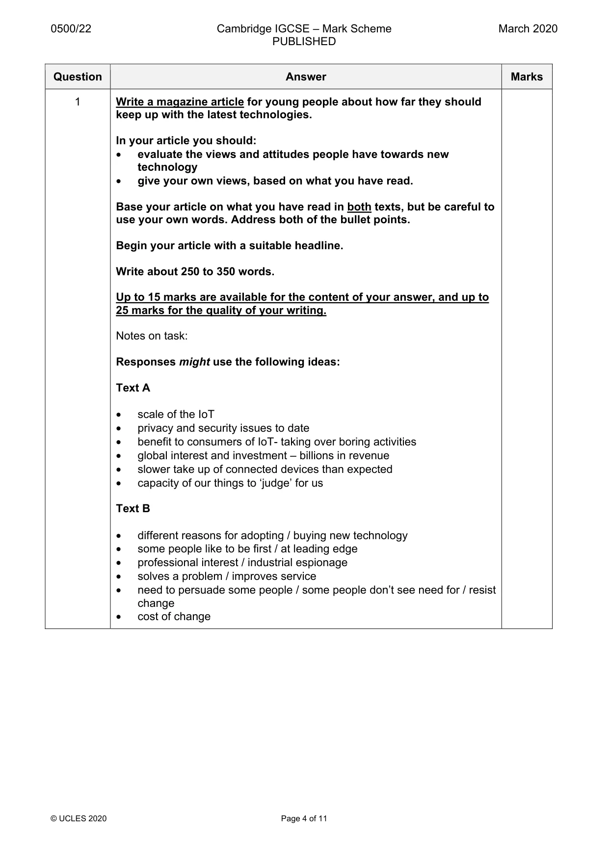 Mark scheme, page 4 of 11
