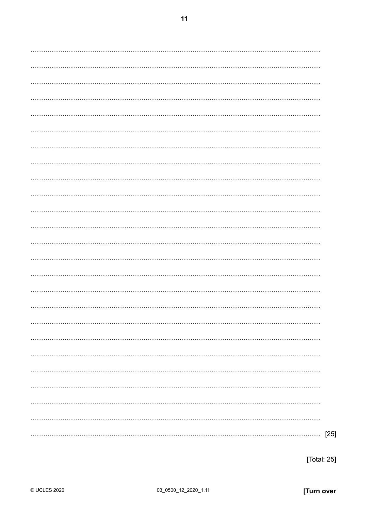 Cambridge IGCSE English - First Language 0500 2020 Feb/March Paper 1 · Variant 2 question paper, page 11 of 16