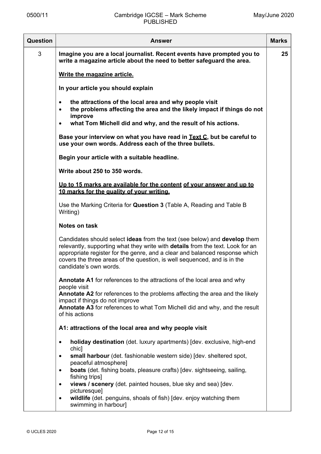 Mark scheme, page 12 of 15