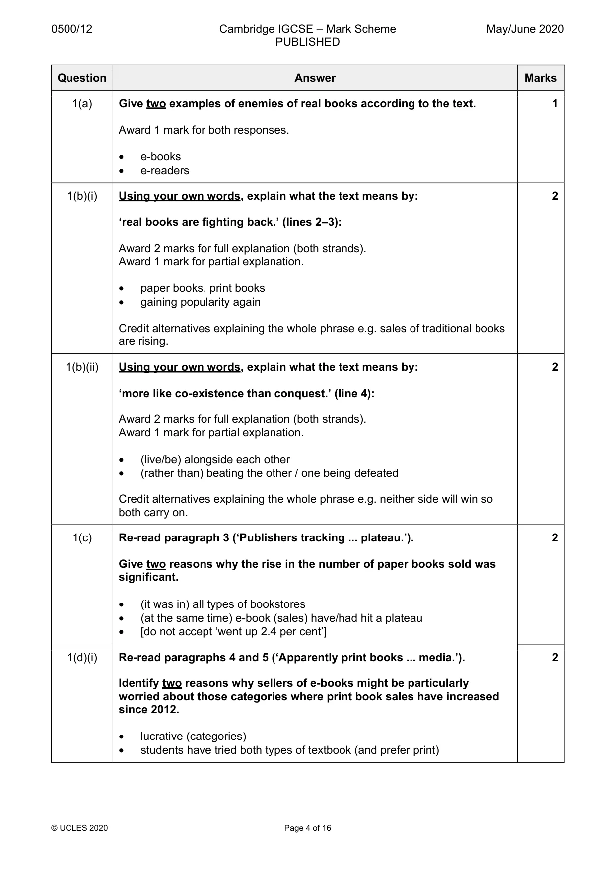 Mark scheme, page 4 of 16