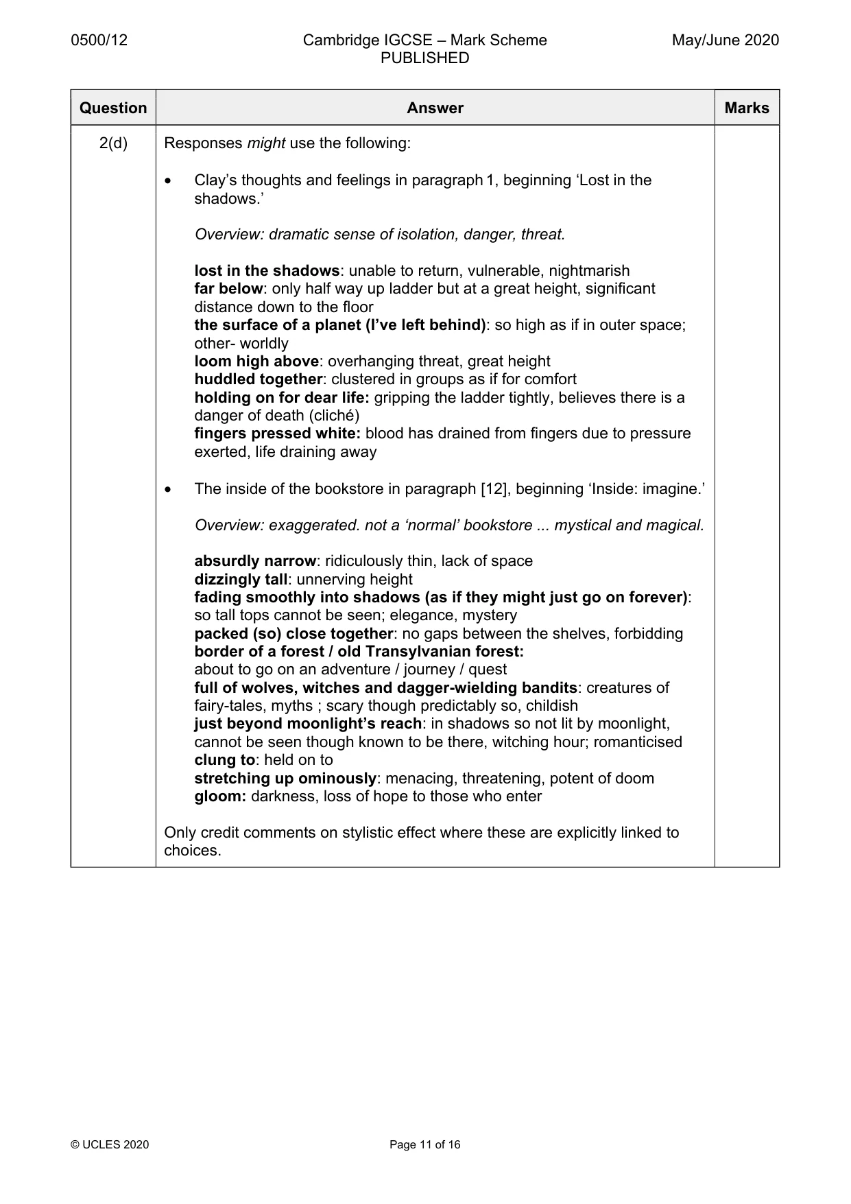 Mark scheme, page 11 of 16