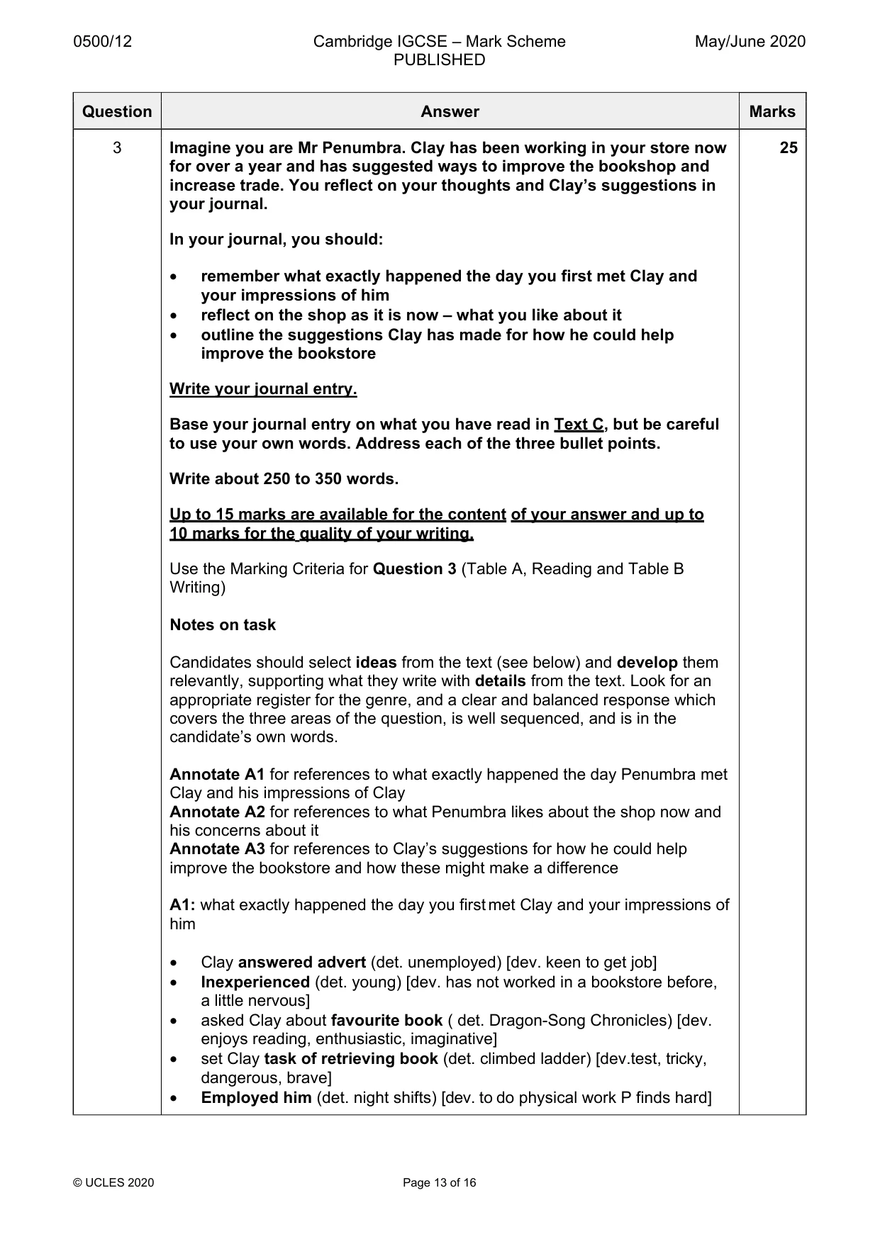 Mark scheme, page 13 of 16