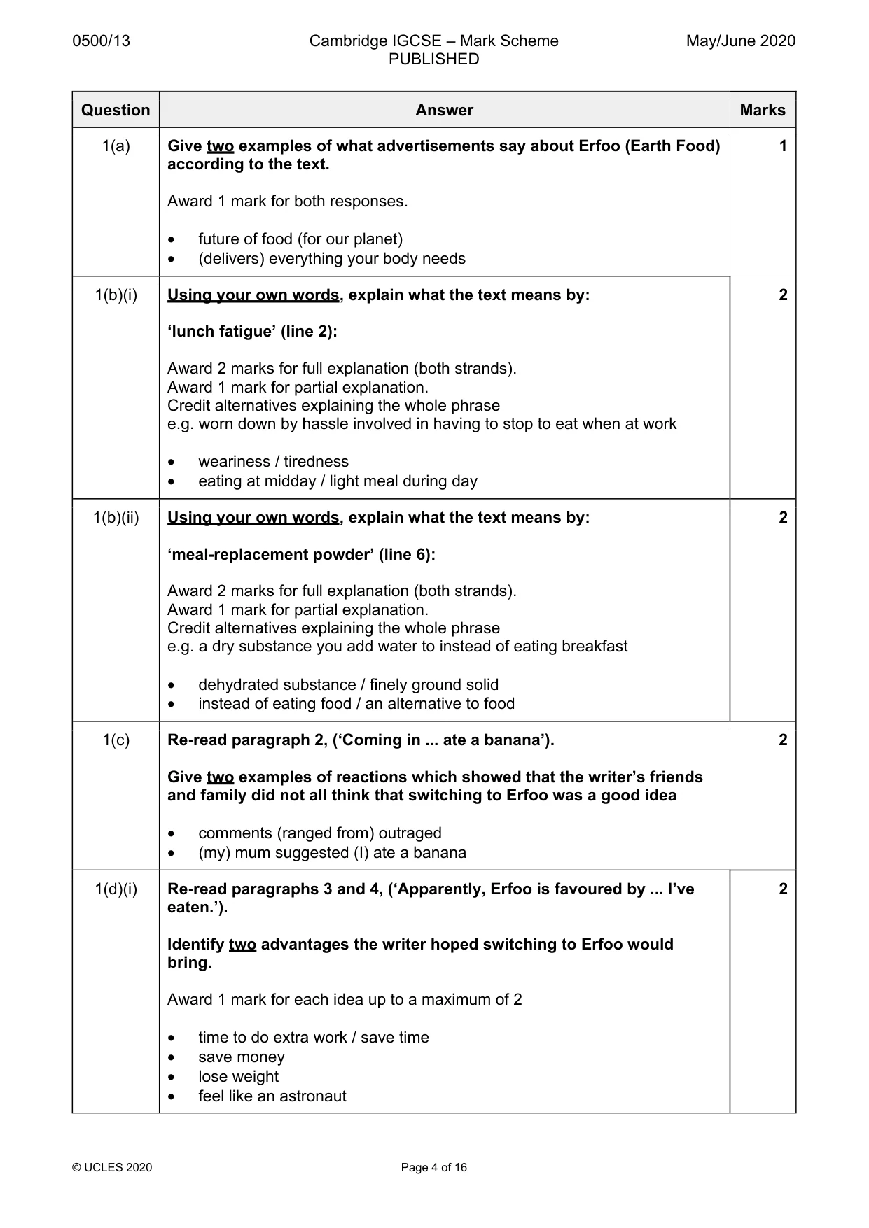 Mark scheme, page 4 of 16