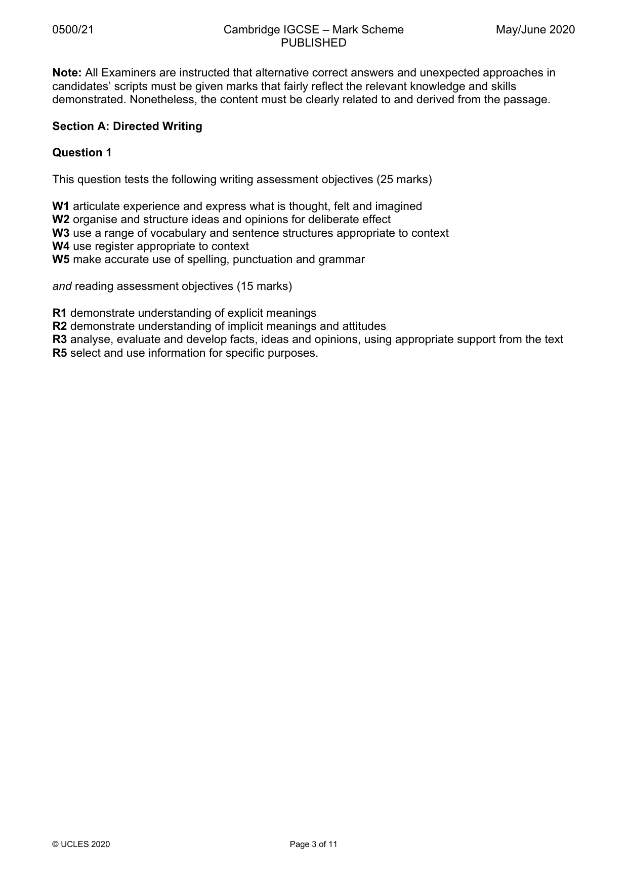 Mark scheme, page 3 of 11