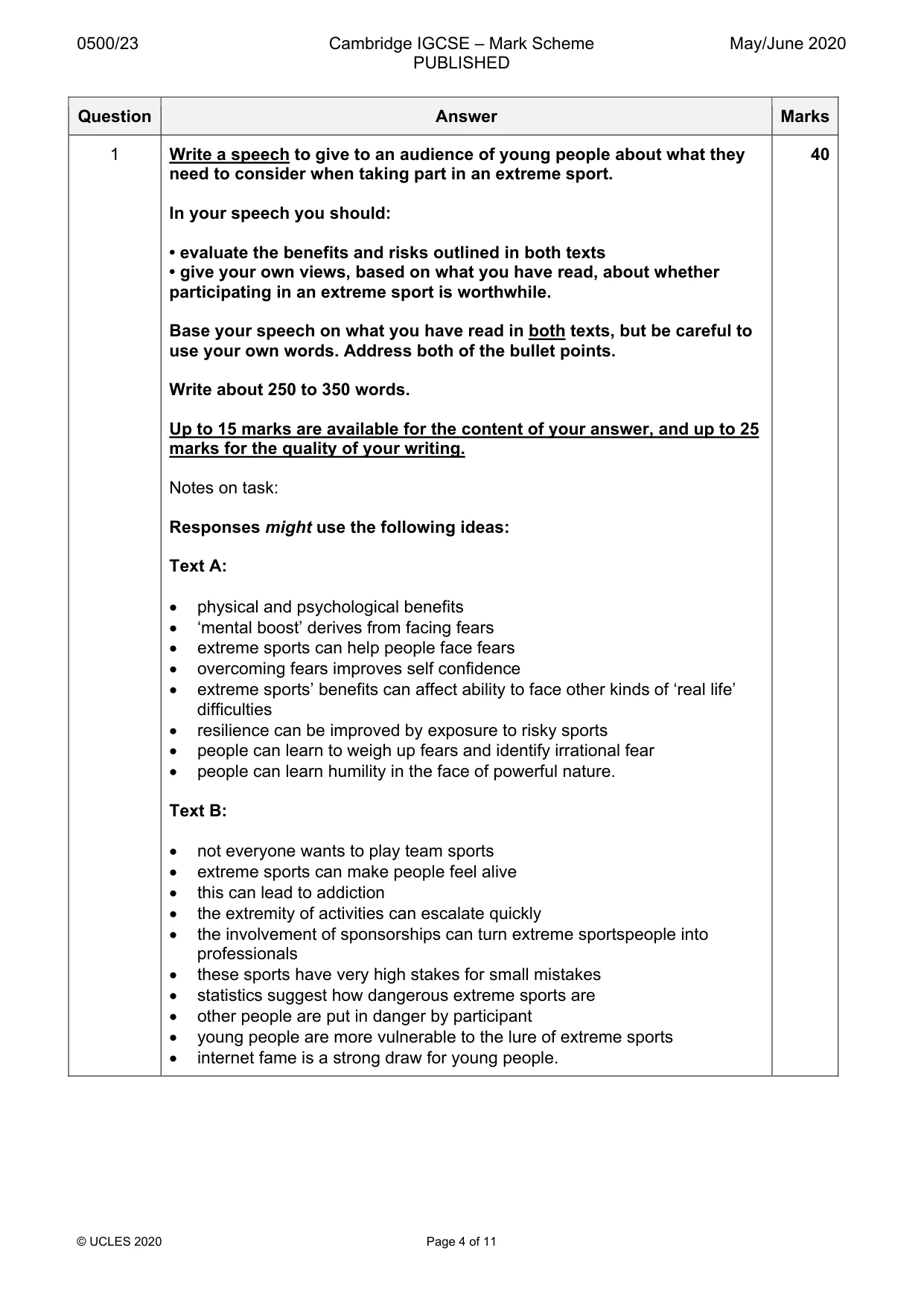 Mark scheme, page 4 of 11