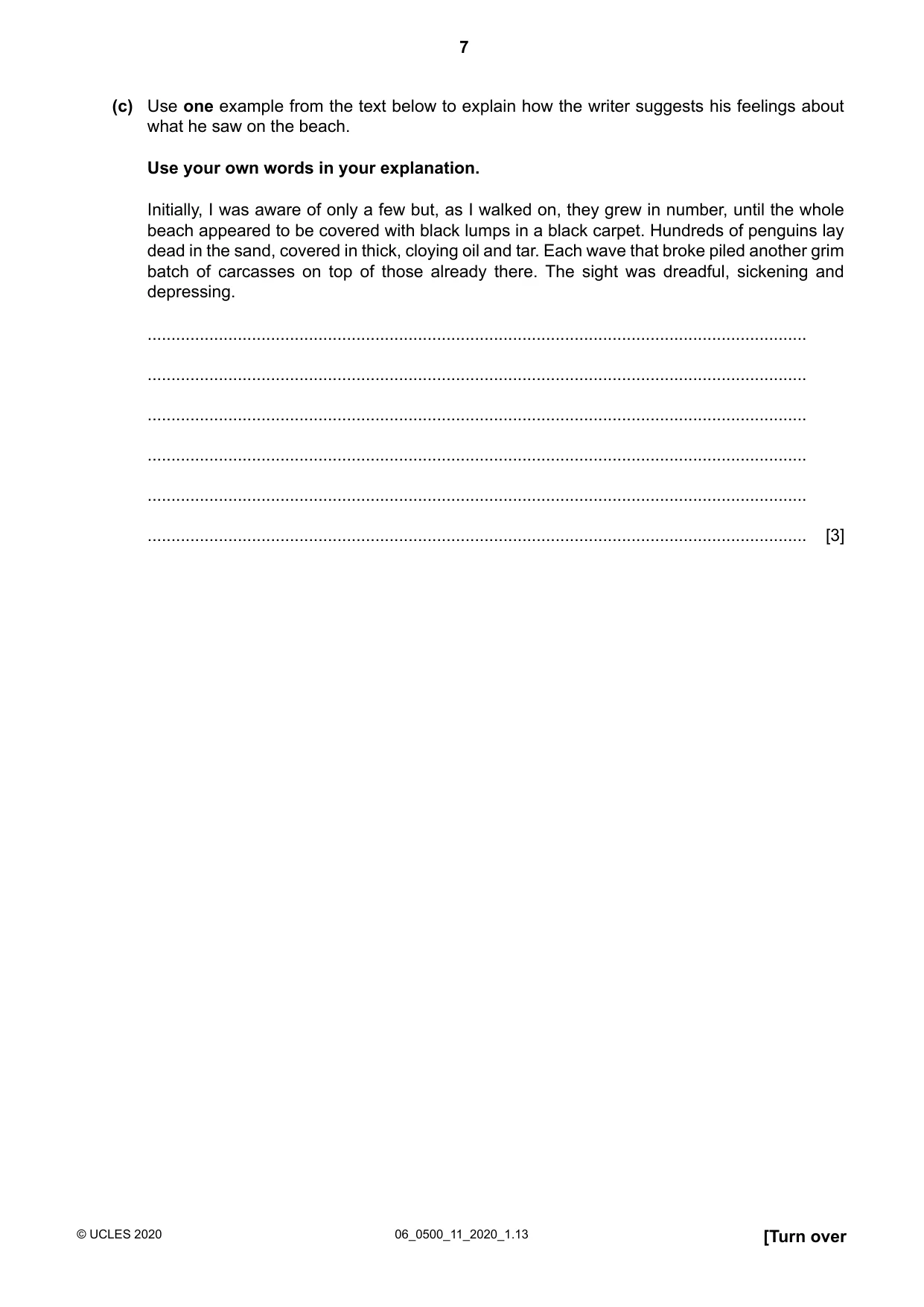 Cambridge IGCSE English - First Language 0500 2020 May/June Paper 1 · Variant 1 question paper, page 7 of 16