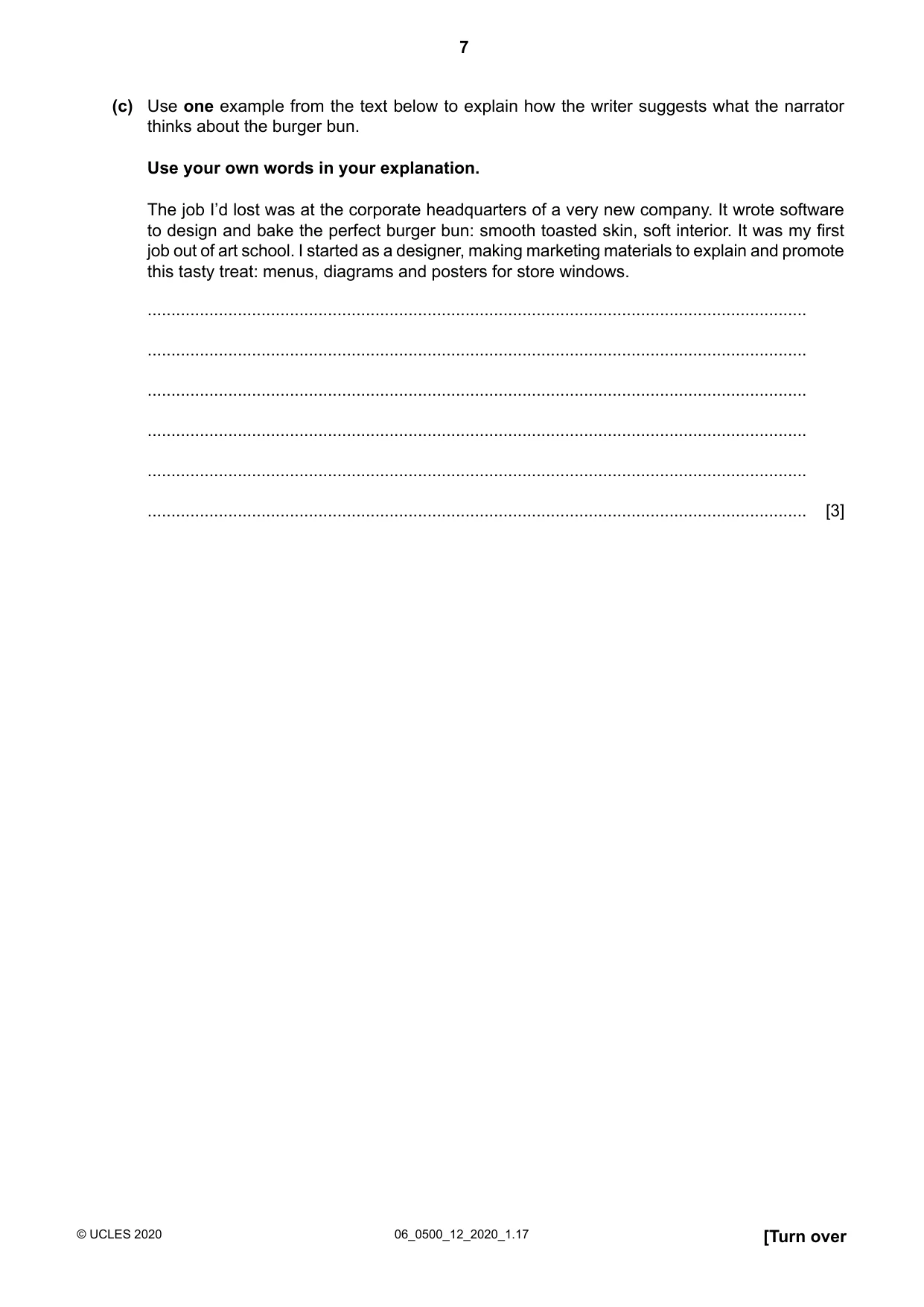 Cambridge IGCSE English - First Language 0500 2020 May/June Paper 1 · Variant 2 question paper, page 7 of 16