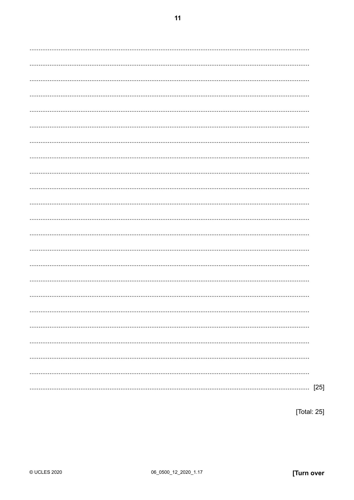 Cambridge IGCSE English - First Language 0500 2020 May/June Paper 1 · Variant 2 question paper, page 11 of 16