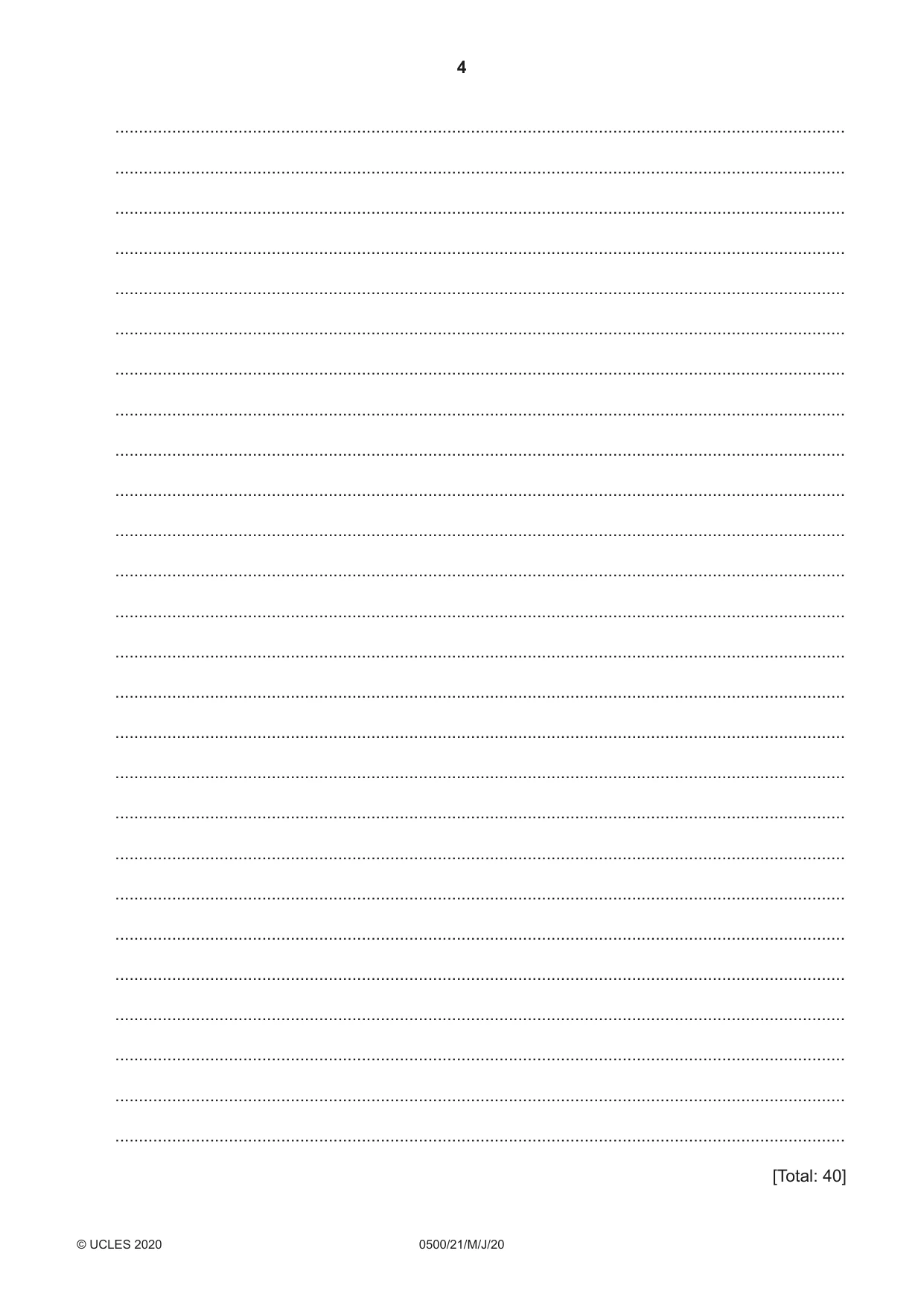 Cambridge IGCSE English - First Language 0500 2020 May/June Paper 2 · Variant 1 question paper, page 4 of 12